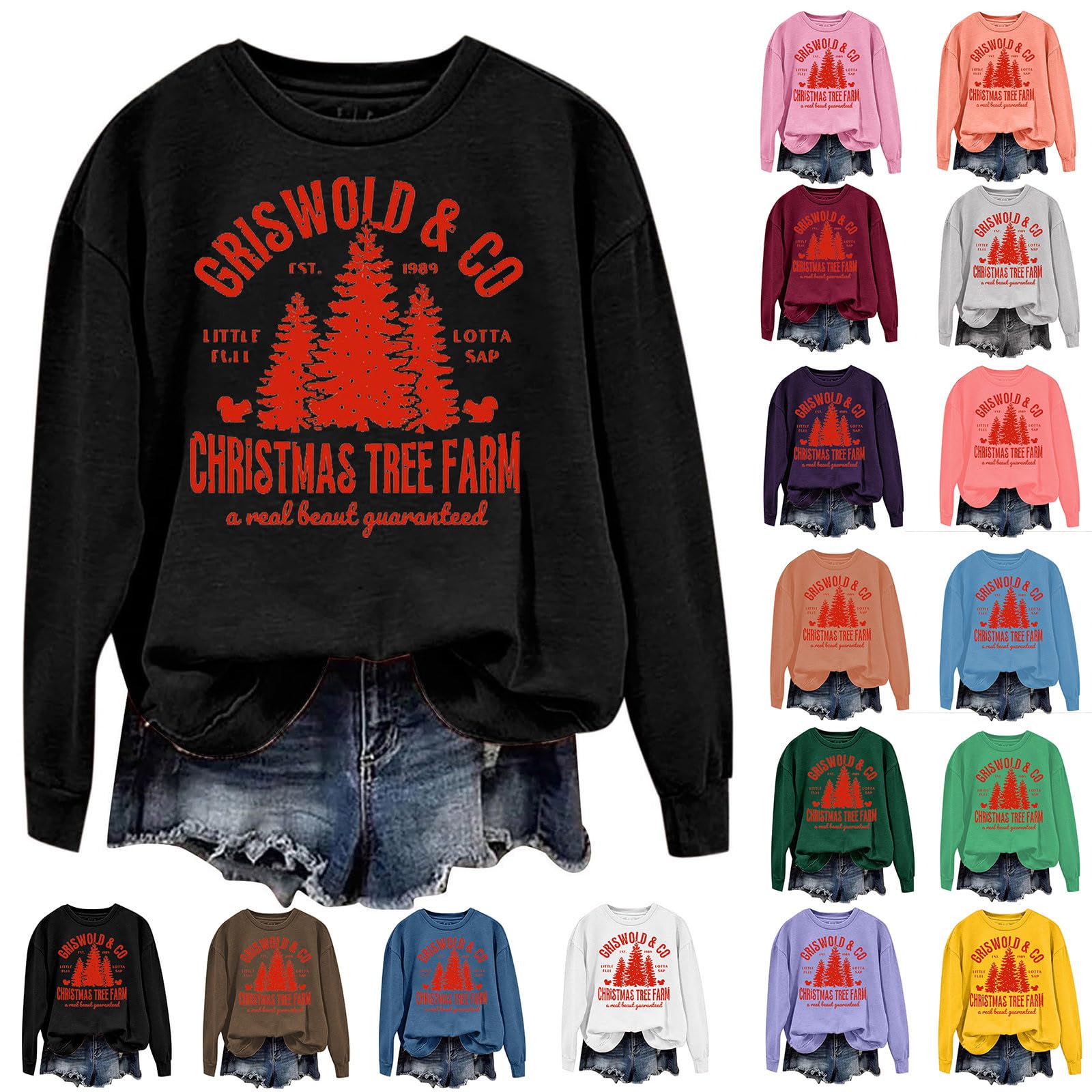 Funny Christmas Shirts for Women - Long Sleeve Graphic Pullover Tops & Oversized Crewneck Sweatshirts | Holiday Party, Family Gathering, Ugly Sweater Contest Outfits