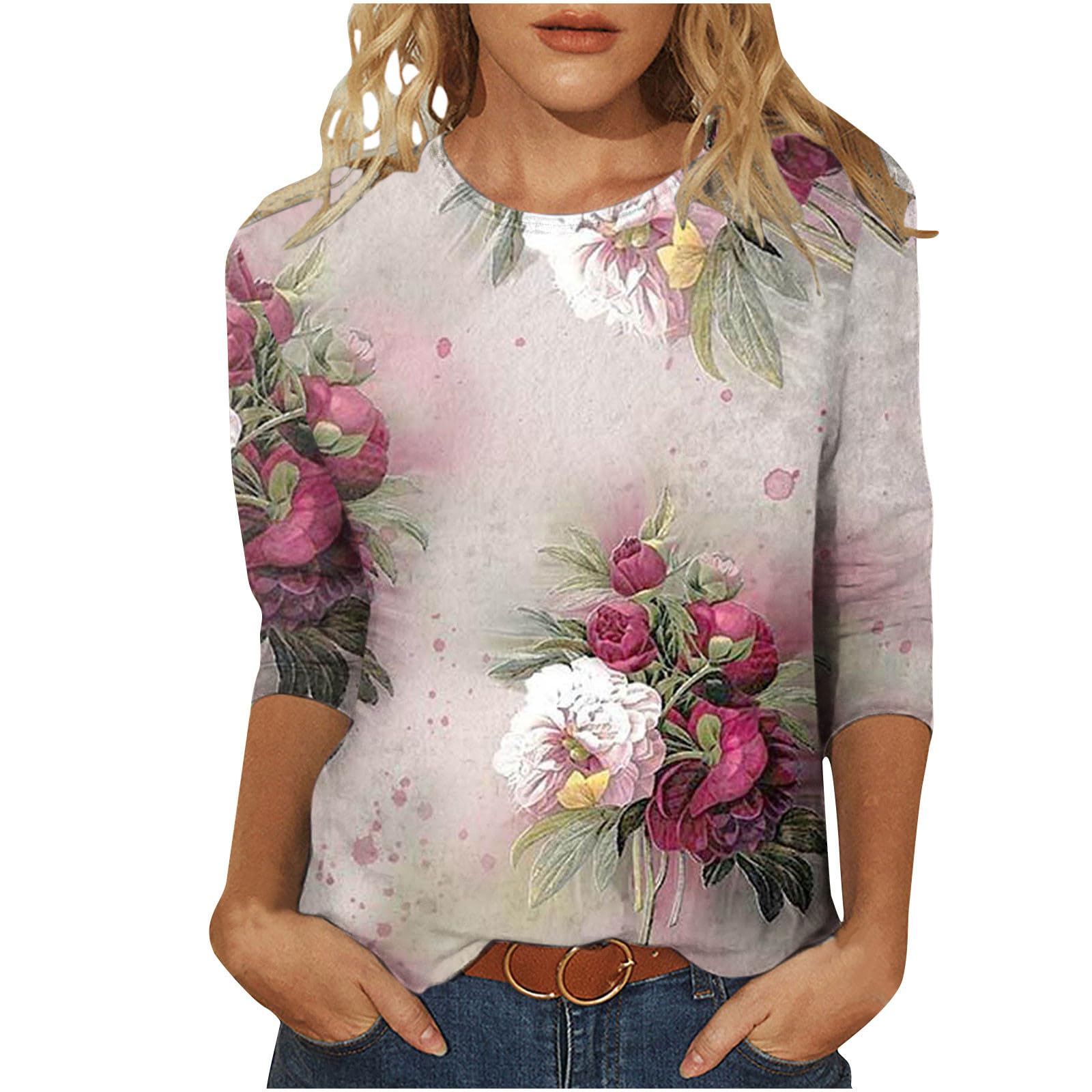 Stylish Ceboyel Women's 3/4 Sleeve Blouses - Trendy Dressy Casual T-Shirts & Tees for Summer 2023 | Perfect for Office, Date Night & Weekend Outings
