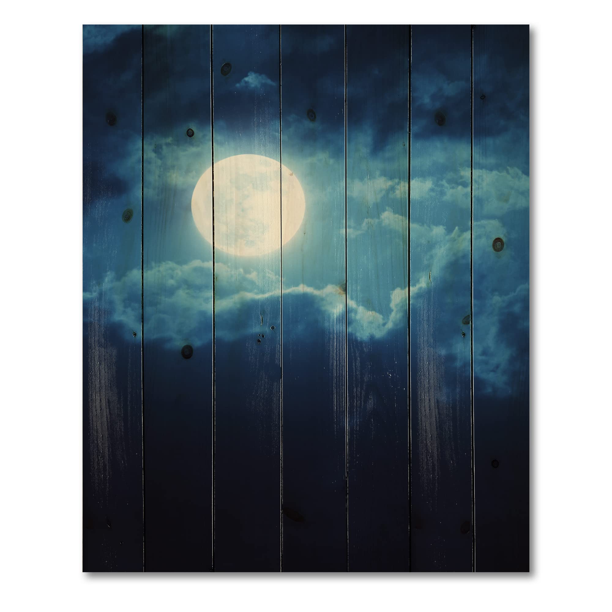 Full Moon Wood Wall Art - Coastal Decor for Living Room & Bedroom