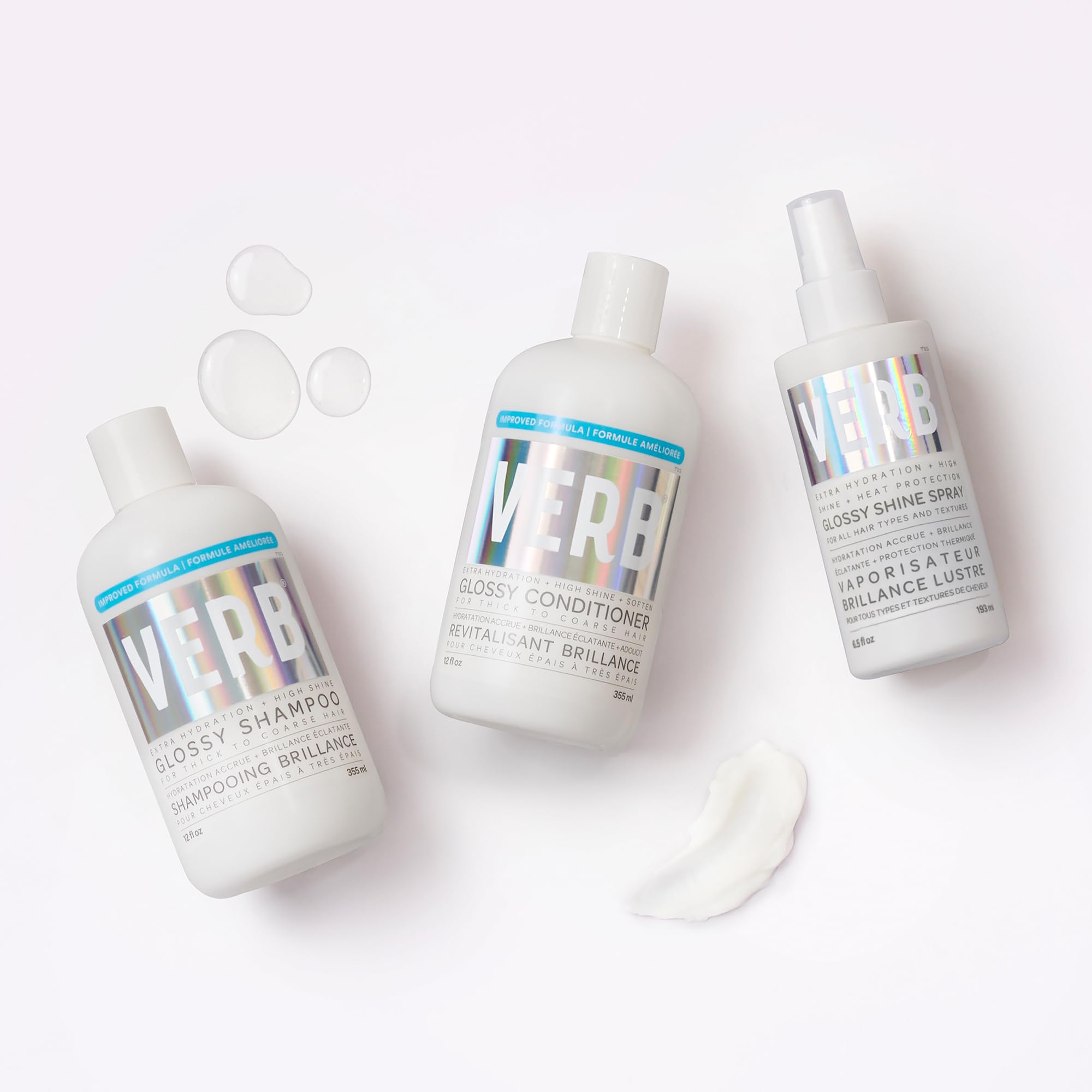 VERB Glossy Shampoo for Thick to Coarse Hair - Sulfate Free, Paraben Free & Gluten Free Moisturizing Shampoo with High Shine - Perfect for Dry, Damaged Hair & Daily Hydration Care