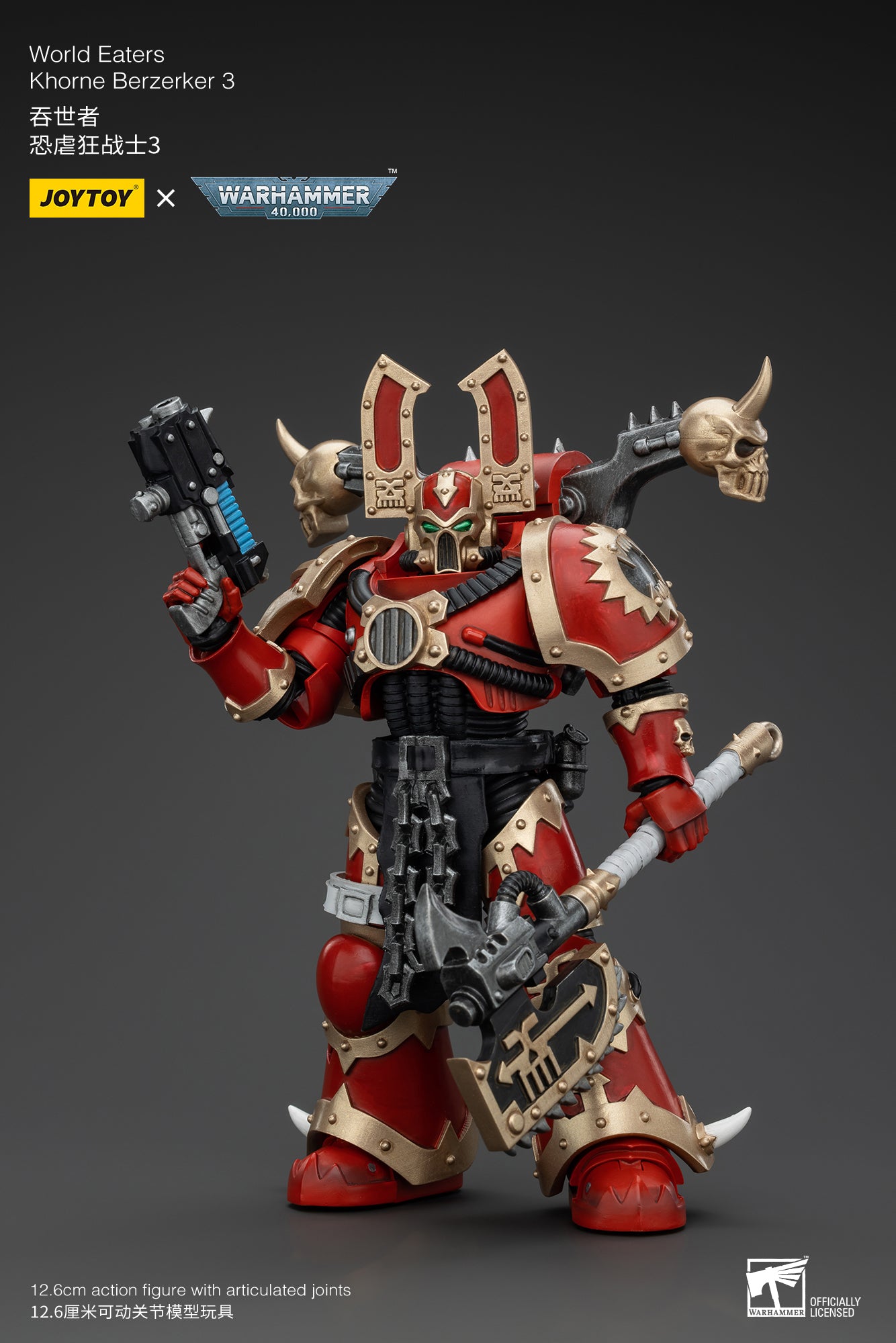 JOYTOY 1/18 Scale Warhammer 40K World Eaters Khorne Berzerker Action Figure - Collectible Miniature for Tabletop Gaming & Display