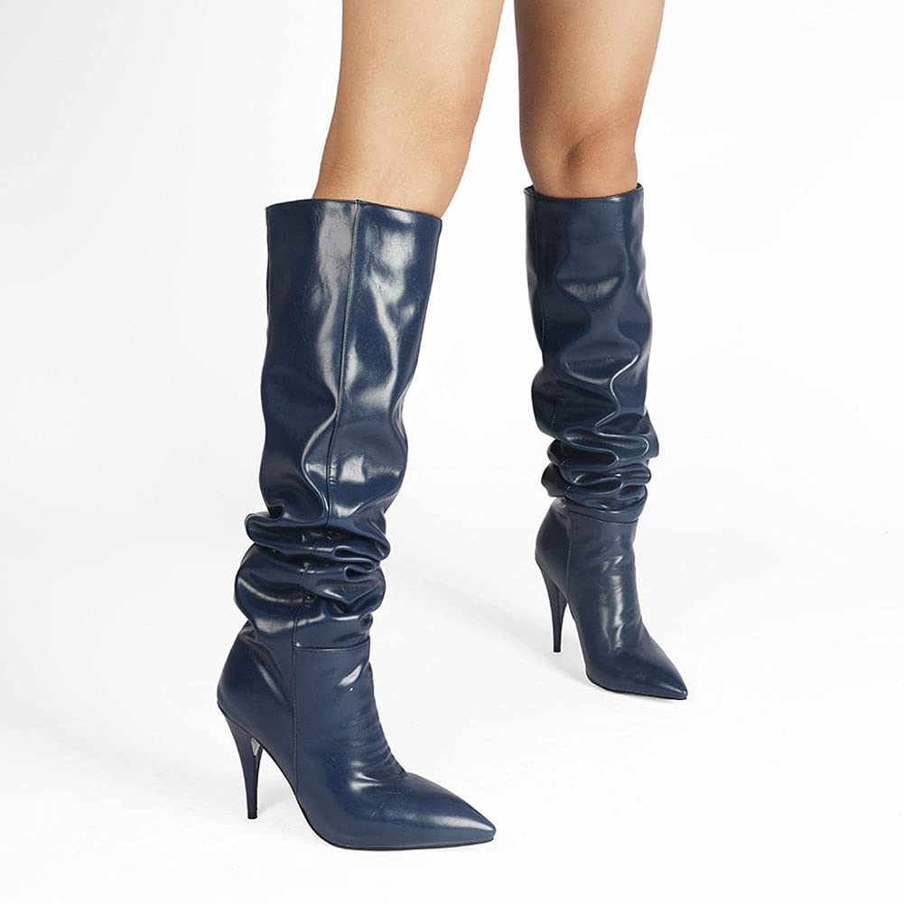 Elegant Women's Slouch Boots - Knee High Stiletto Heels for Fashion, Parties & Night Out