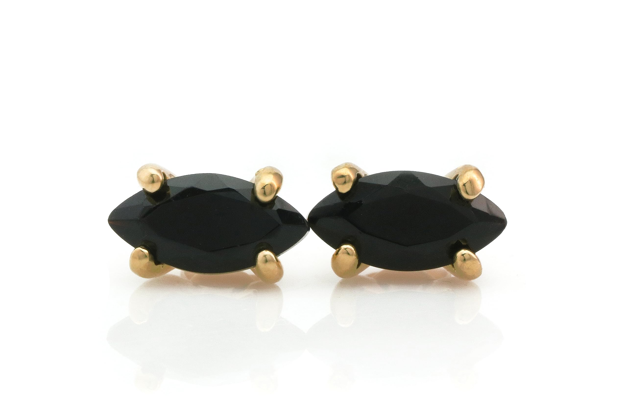 Black Onyx Stud Earrings for Women - Gold Gemstone Jewelry for Everyday Wear
