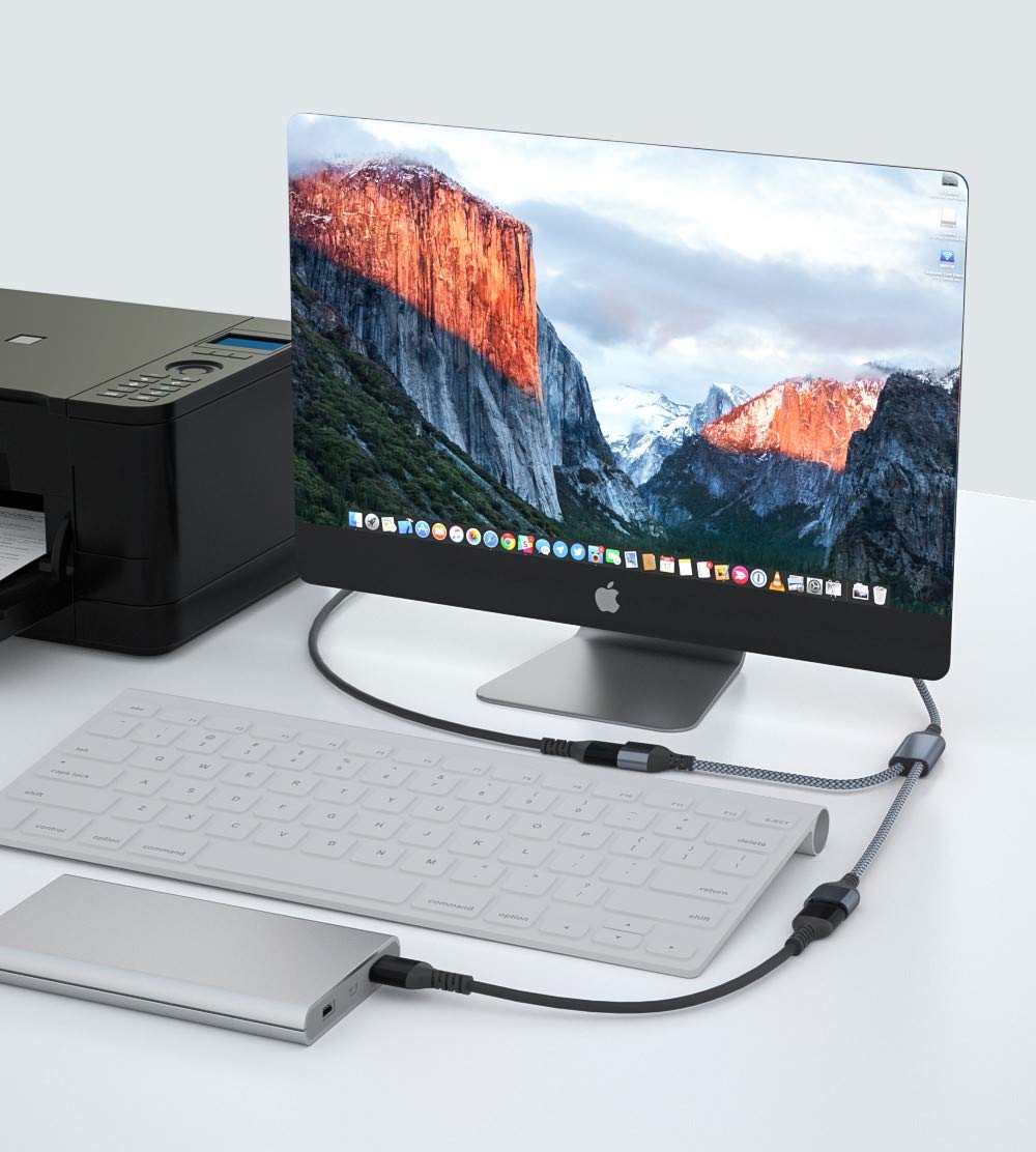 Basesailor USB C to Dual USB A Splitter Cable 1FT - Thunderbolt 3 to USB 2.0 OTG Adapter for iPhone 16/15 Pro Max, MacBook Pro, iPad Air 5/4, Mini 6, Surface, Galaxy S24 - Charge & Sync 2 Devices Simultaneously for Home, Office & Travel