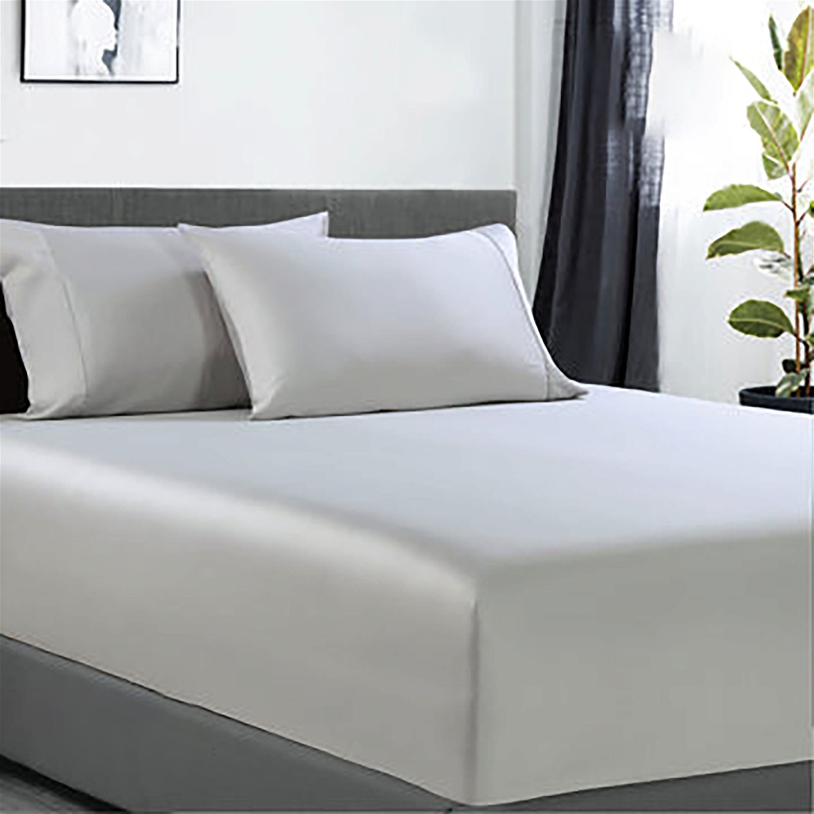 400 Thread Count Bamboo Cotton King Size Fitted Sheet Set with 2 Pillowcases - Silver Gray | Ultra Soft & Breathable Bedding for Luxurious Sleep & Hotel-Style Comfort