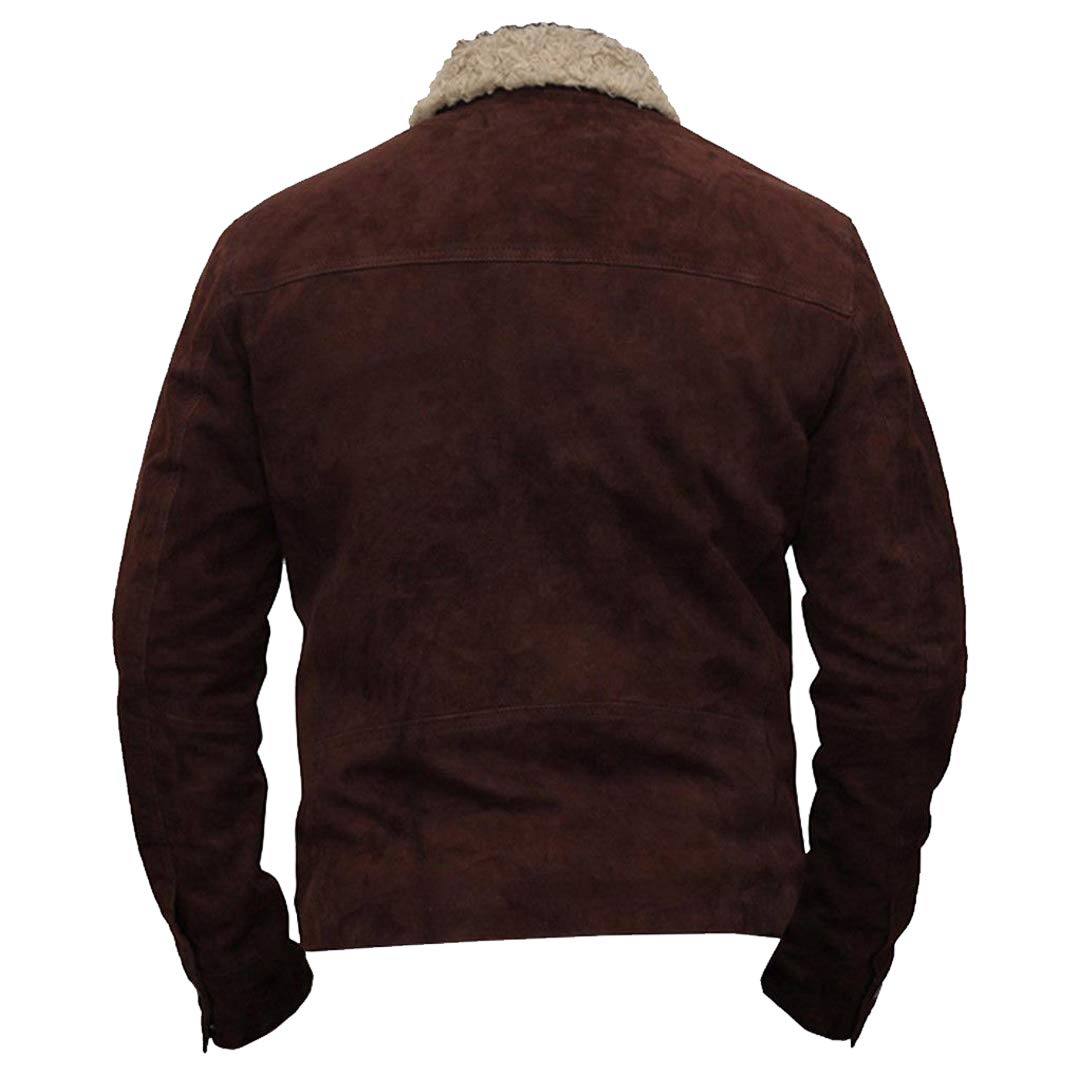 Rick Grimes The Walking Dead Season 5 Genuine Suede Leather Jacket with Fur Collar - Cosplay Costume, Halloween Outfit & TV Show Merchandise for Fans