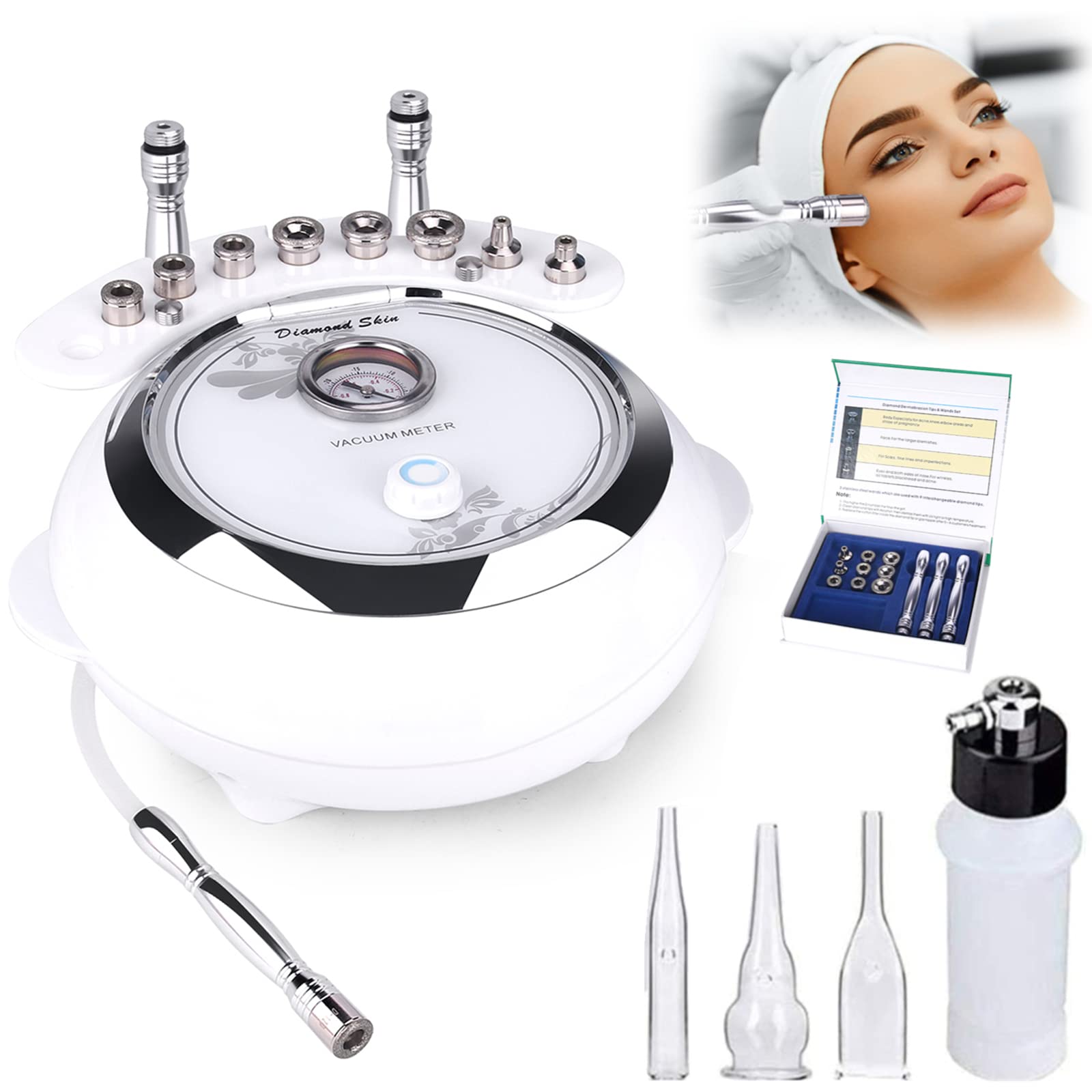 Upgraded 3-in-1 Diamond Microdermabrasion Machine with 65-68cmHg Suction Power - Professional Facial Care Device for Home & Salon Use - Perfect for Exfoliation, Blackhead Removal & Skin Rejuvenation