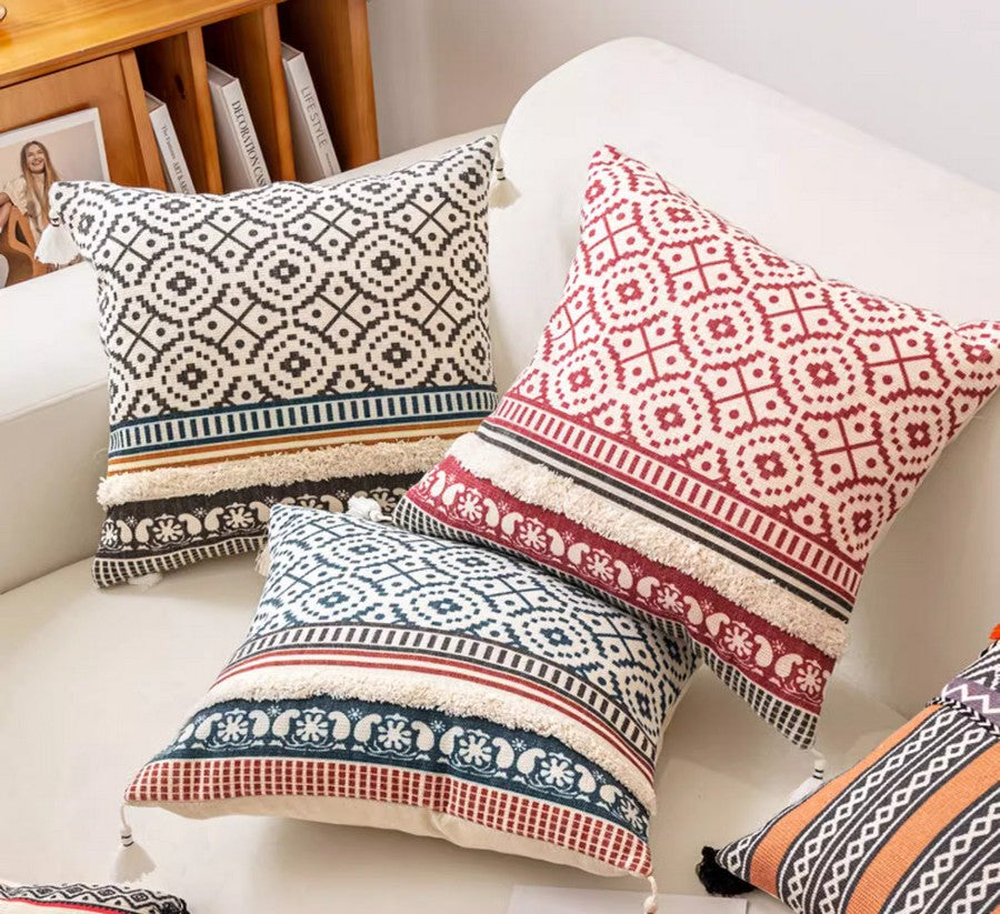Modern Square Pillow Covers - Decorative Throw Pillows for Couch, Sofa & Bedroom - Boho Chic & Oriental Design Home Decor - Perfect for Living Room, Bedroom & Dorm Styling