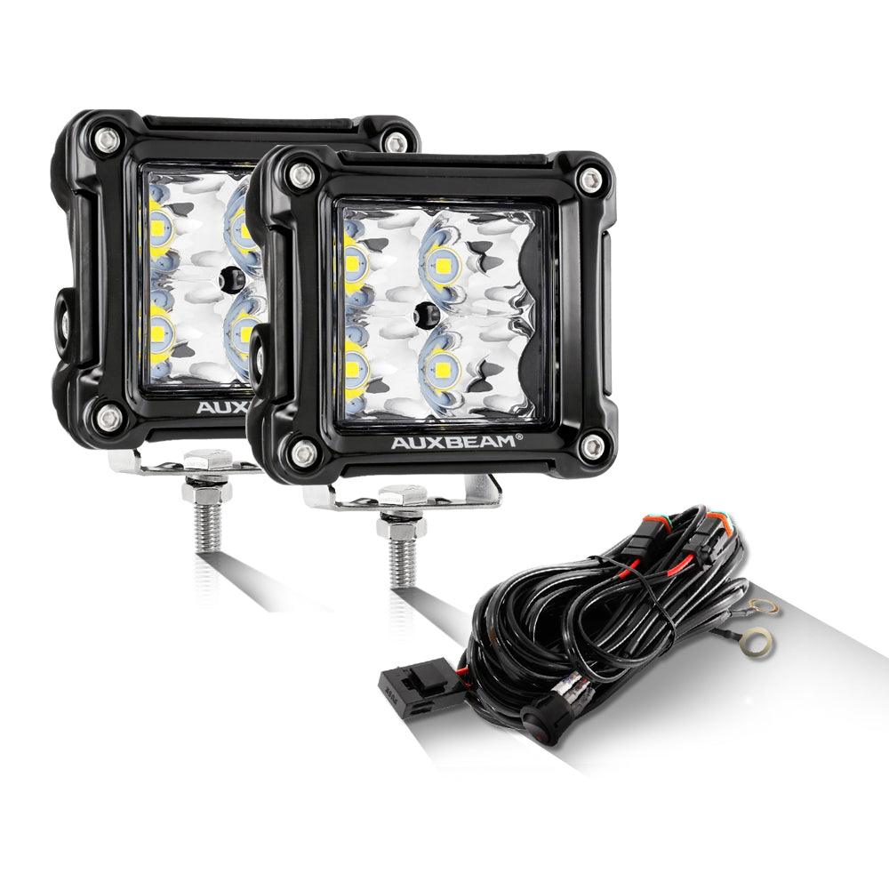40W 3-Inch LED Pod Lights - Spot/Flood Combo Beam, RGB Multicolor, with Wiring Harness - Waterproof Off-Road Lights for SUV, ATV, UTV, Trucks, Pickup, Boat - Perfect for Night Driving, Camping & Off-Road Adventures