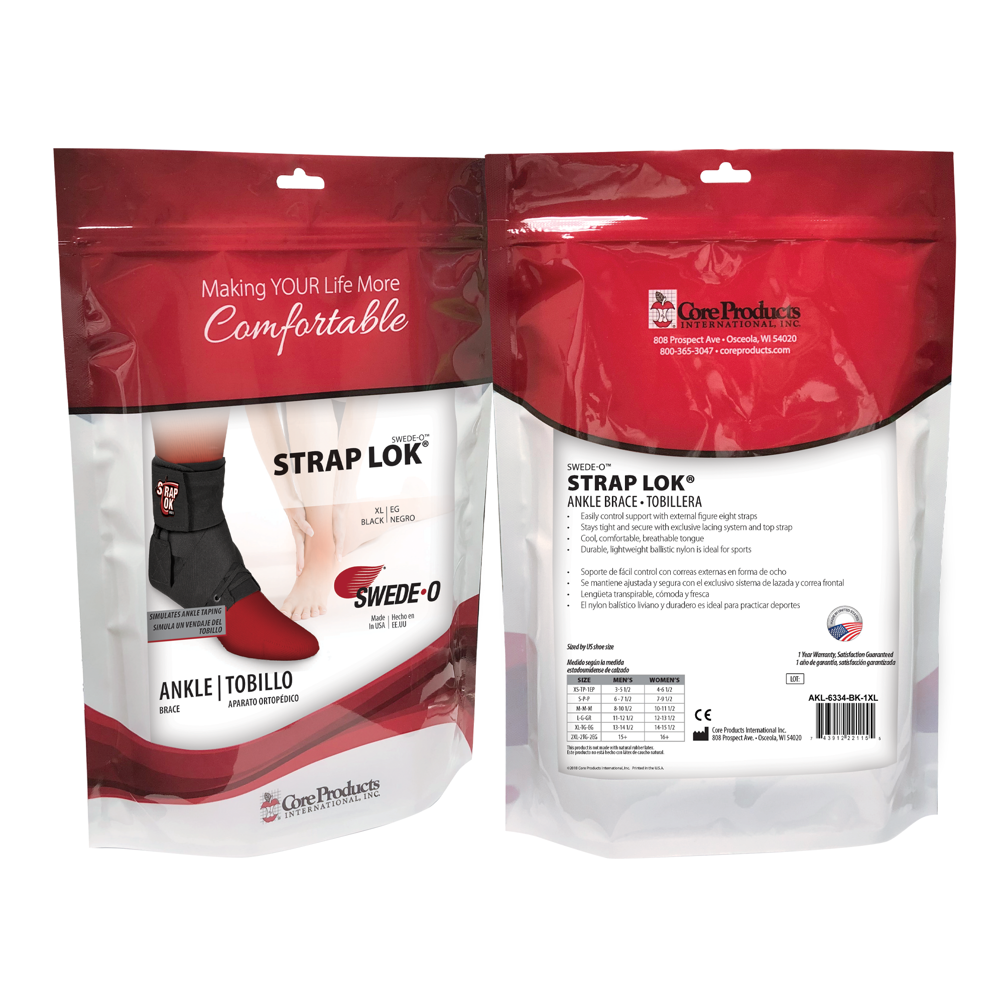 Swede O Strap Lok Ankle Brace - Adjustable Support for Sprains & Injuries - Ideal for Running, Basketball & Active Lifestyles