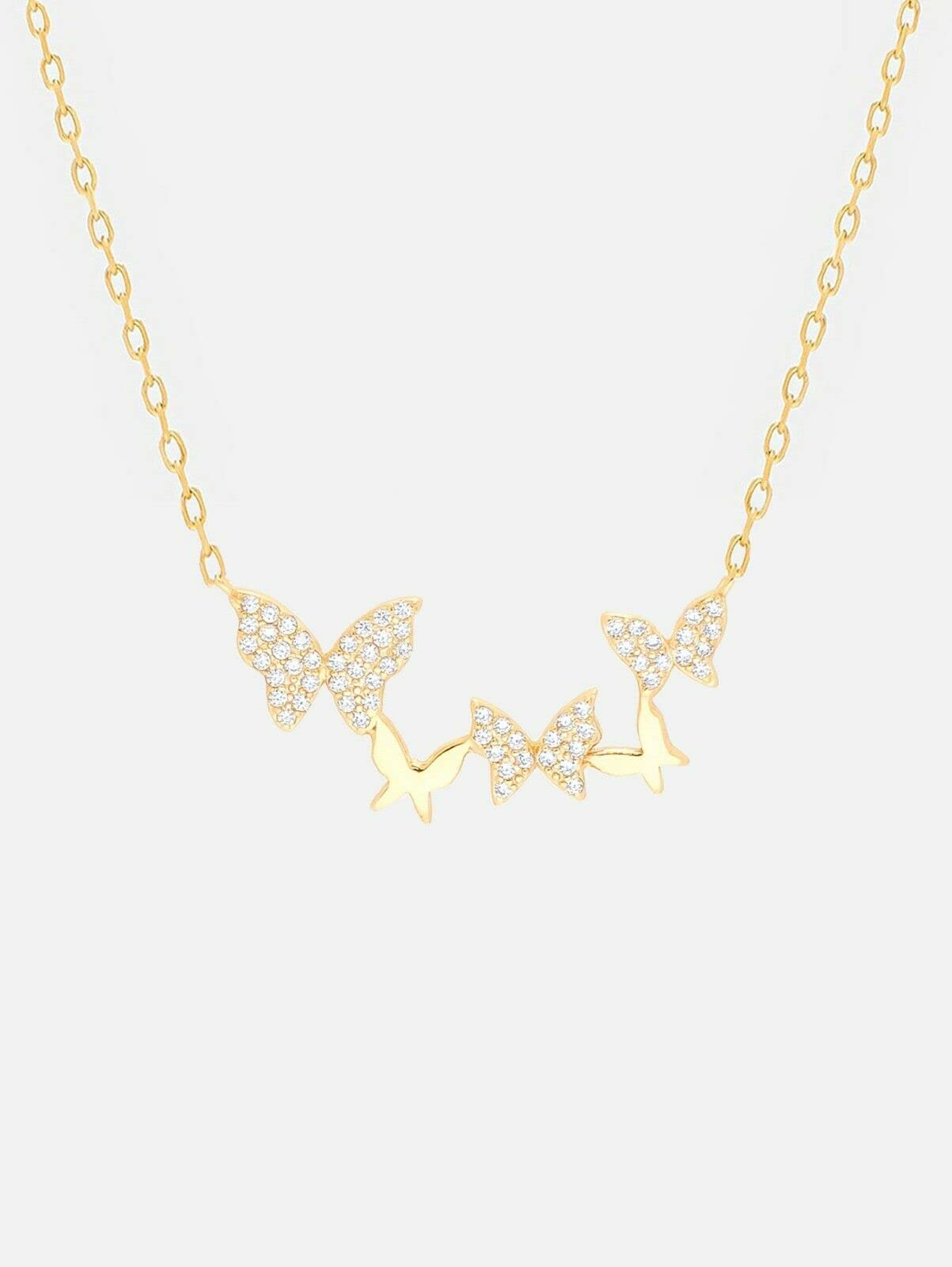 0.6ct CZ Simulated Diamond Butterfly Pendant Necklace - Round Cut, 14K Yellow Gold Plated, Elegant Jewelry Gift for Women, Perfect for Valentine's Day & Anniversary