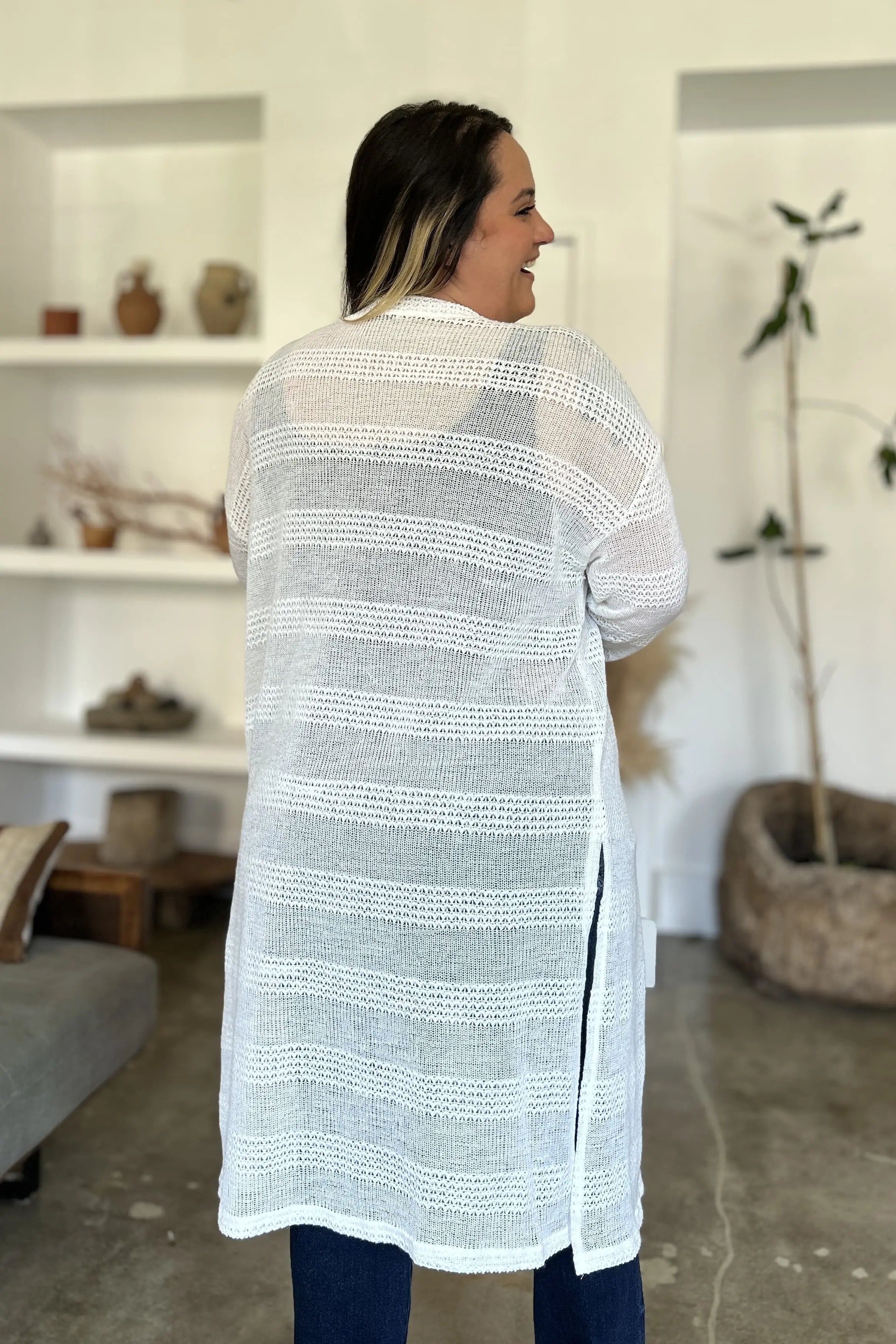 Double Take Full Size Open Front Longline Cardigan for Women | Soft & Cozy Knit Sweater | Perfect for Layering, Office Wear & Casual Outfits