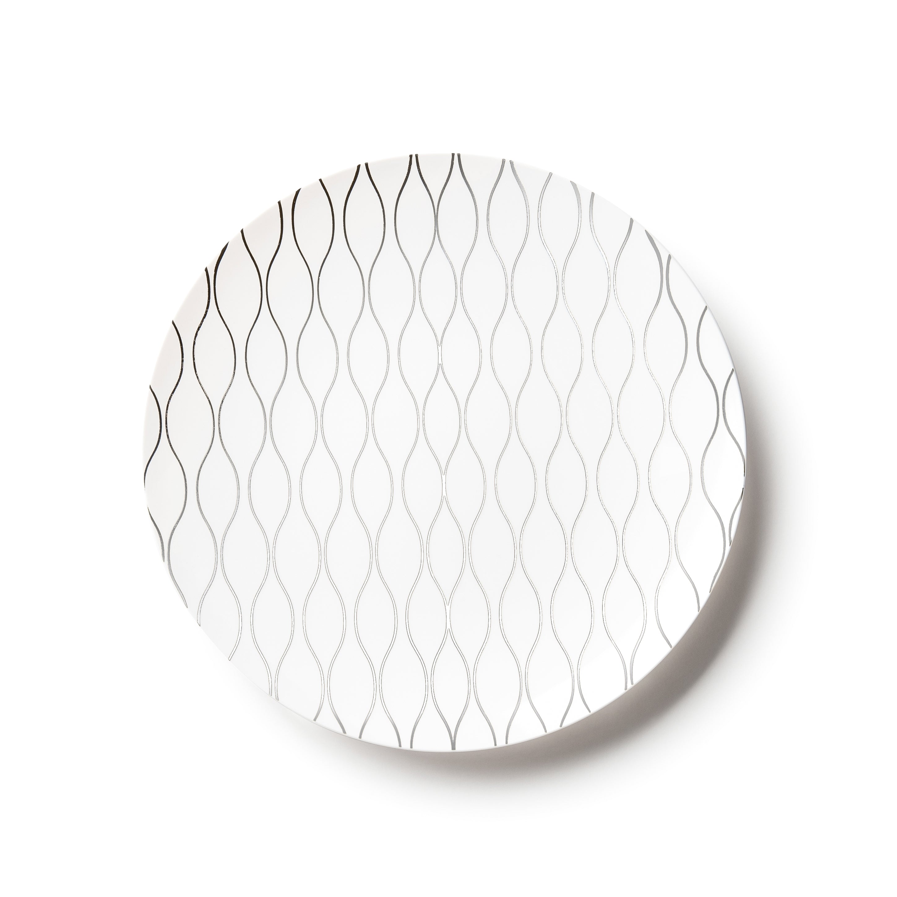 Elegant White & Silver Round Plastic Plates - Durable & Stylish Disposable Dinnerware for Parties, Picnics, and Events - Perfect for Weddings, BBQs, and Family Gatherings