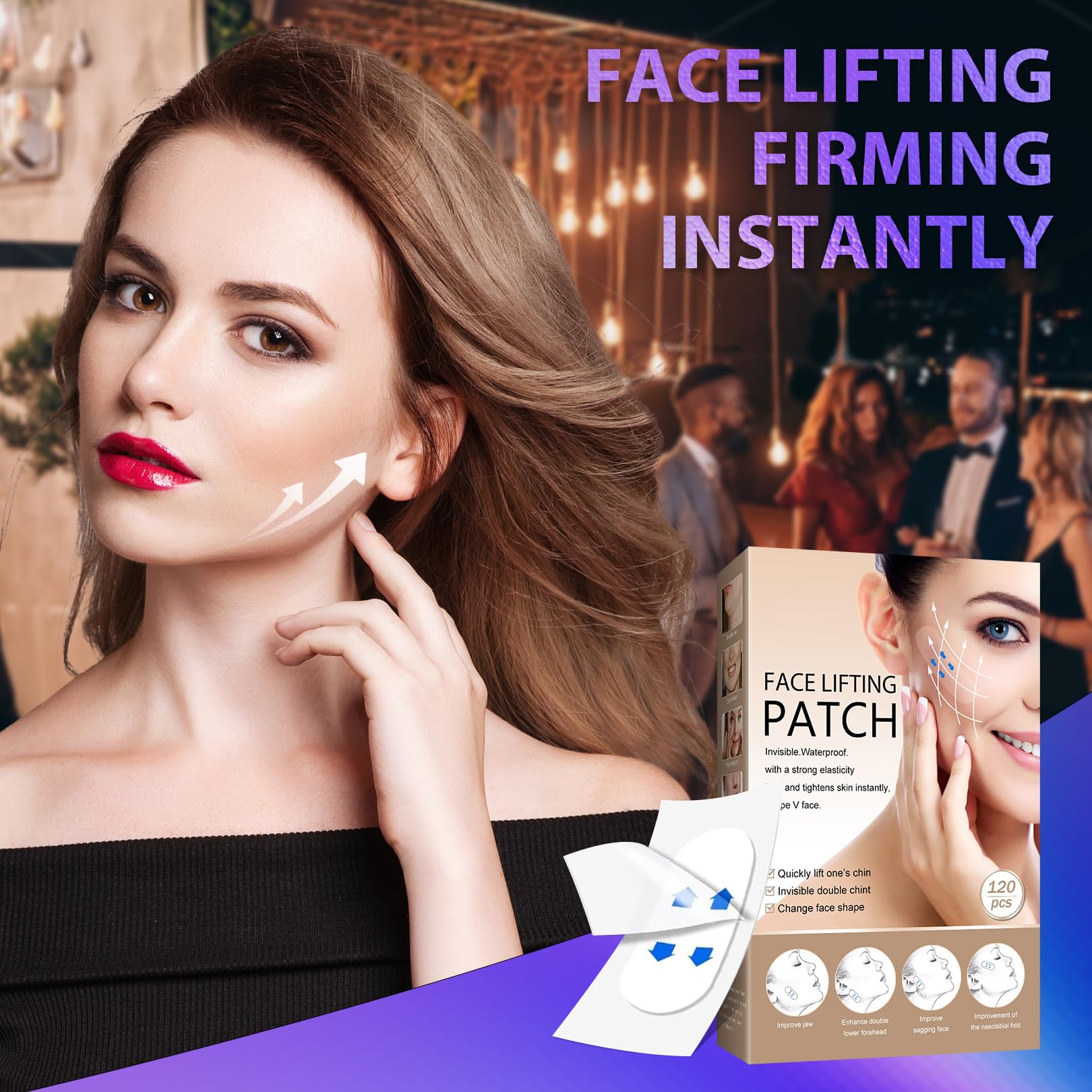 120PCS Face Lift Tape - Invisible Neck & Chin Tape for Wrinkles, Sagging Skin & Double Chin Reduction - Instant Firming & Lifting - Perfect for Overnight Use, Special Events & Daily Beauty Routine