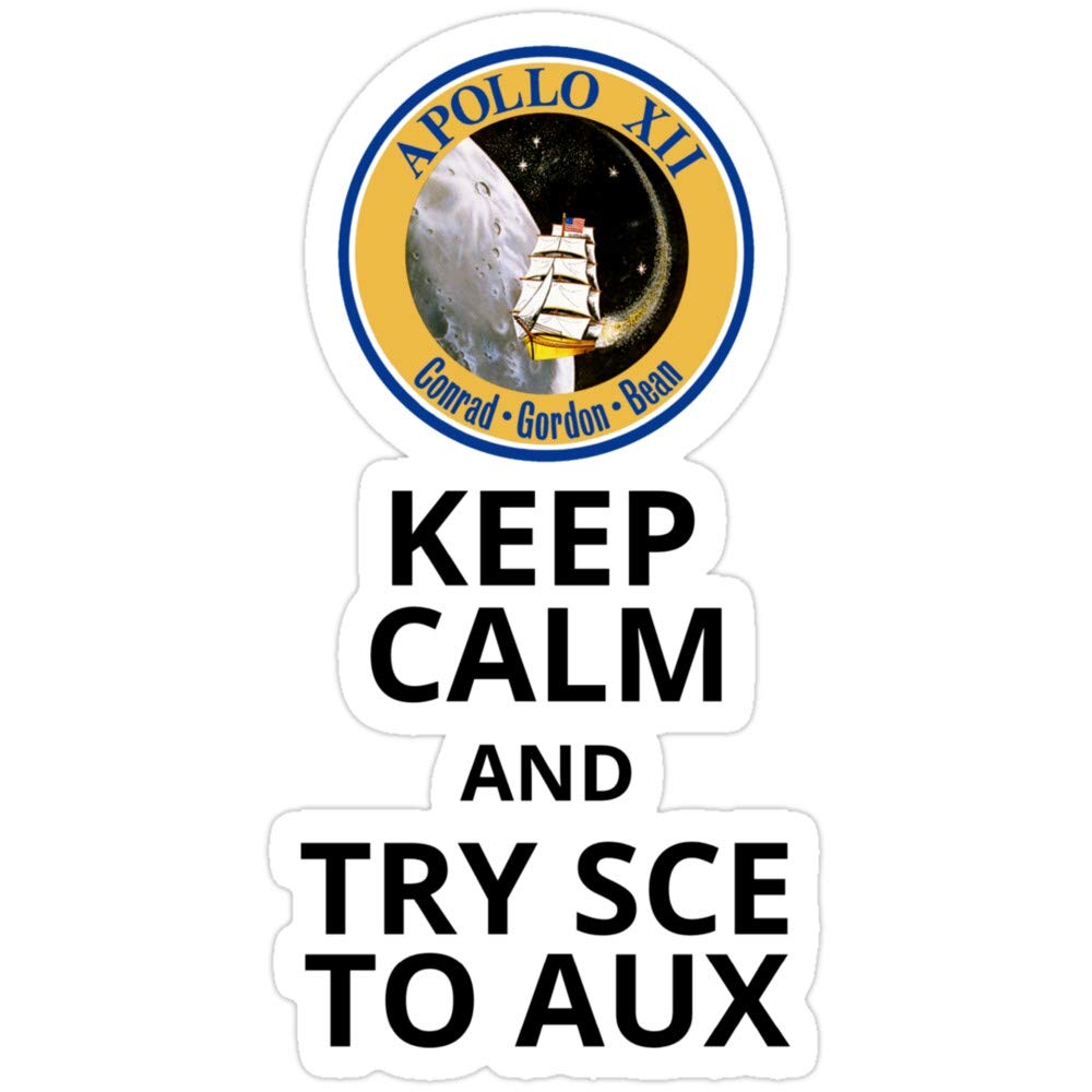 3 Pack Funny Apollo 12 Keep Calm Vinyl Stickers - Waterproof Decals for Laptop, Phone, Car, Guitar, Fridge - Perfect for Space Enthusiasts & Office Decor