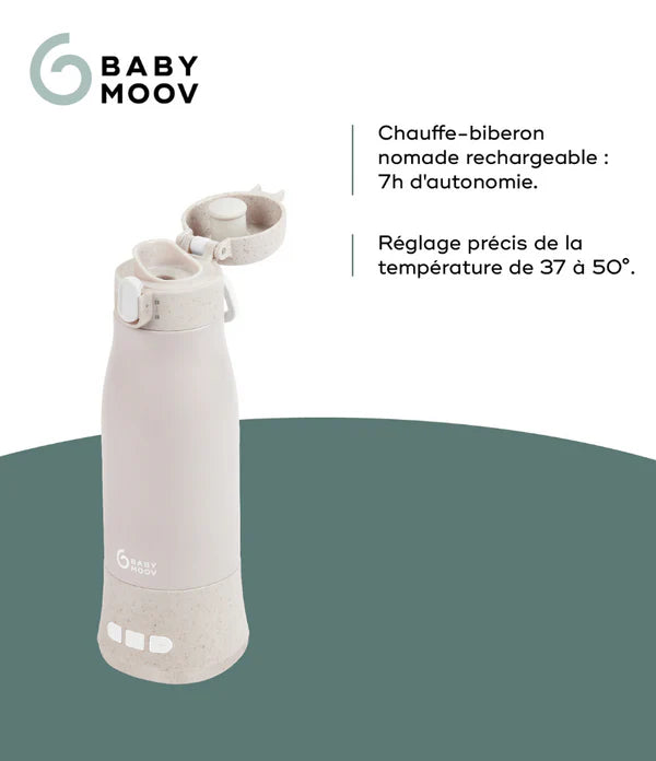 Babymoov Moov & Feed Portable Rechargeable Baby Bottle Warmer - Fast Heating & Safe Mineral Technology | Perfect for Travel, Nursing, and On-the-Go Parents