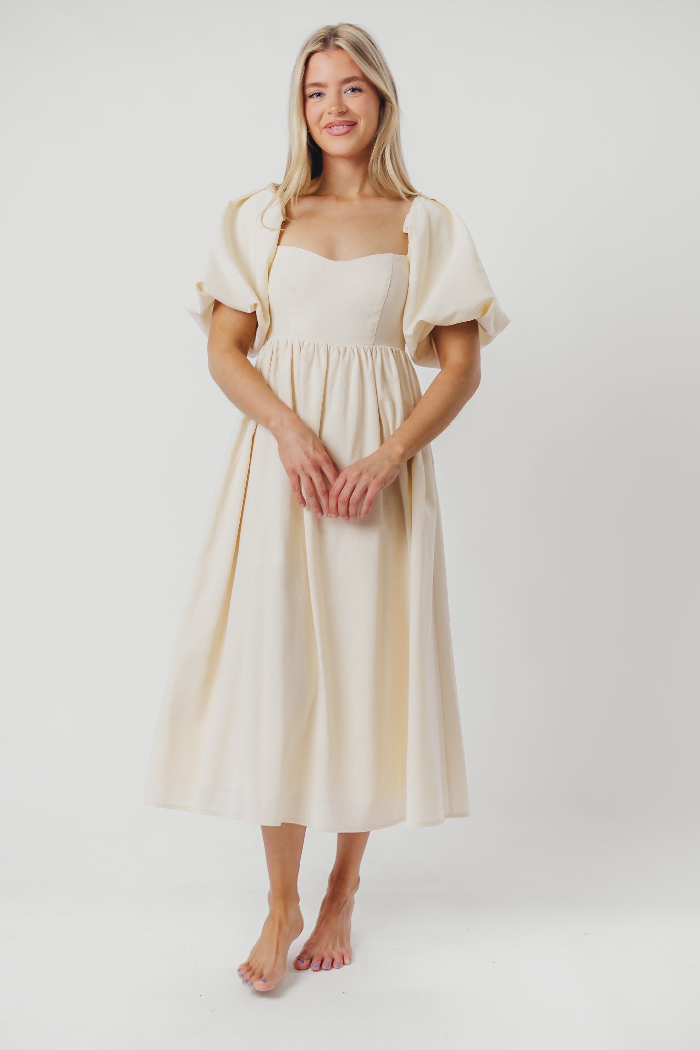 Hamilton Ivory Midi Dress - Bump Friendly Maternity Dress for Pregnancy & Nursing | Perfect for Weddings, Parties & Special Occasions