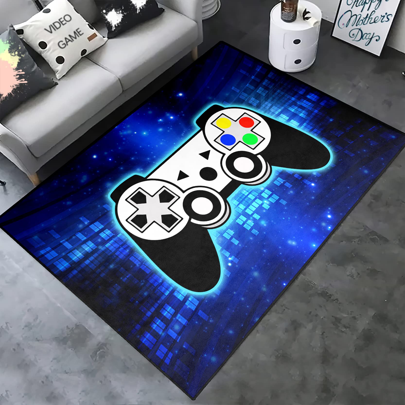 Colorful Game Controller Rug for Boys Bedroom, Teen Room & Living Room - 47'' x 31'' Indoor/Outdoor Floor Mat - Perfect for Gaming Rooms, Dorm Decor & Play Areas