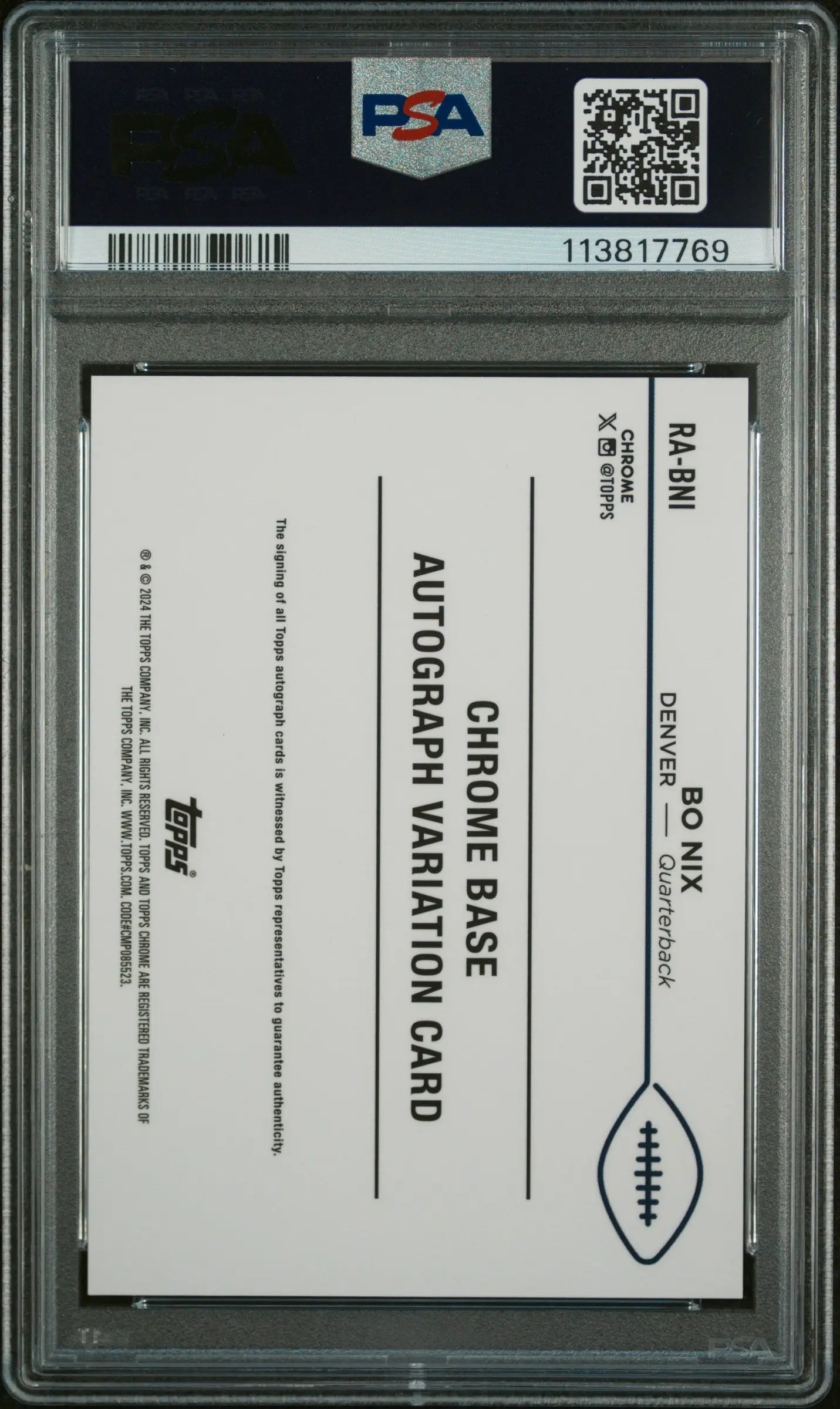 2024 Topps Chrome Basketball Rookie Autographs Variations - Bo Nix Auto PSA 10 Gem Mint - Rare Collectible Sports Card for Investment & Display