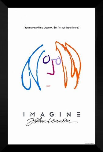 ArtDirect Imagine John Lennon Framed 27x40 Movie Poster - Vintage Music Wall Art for Home Theater, Office Decor & Beatles Fan Gifts