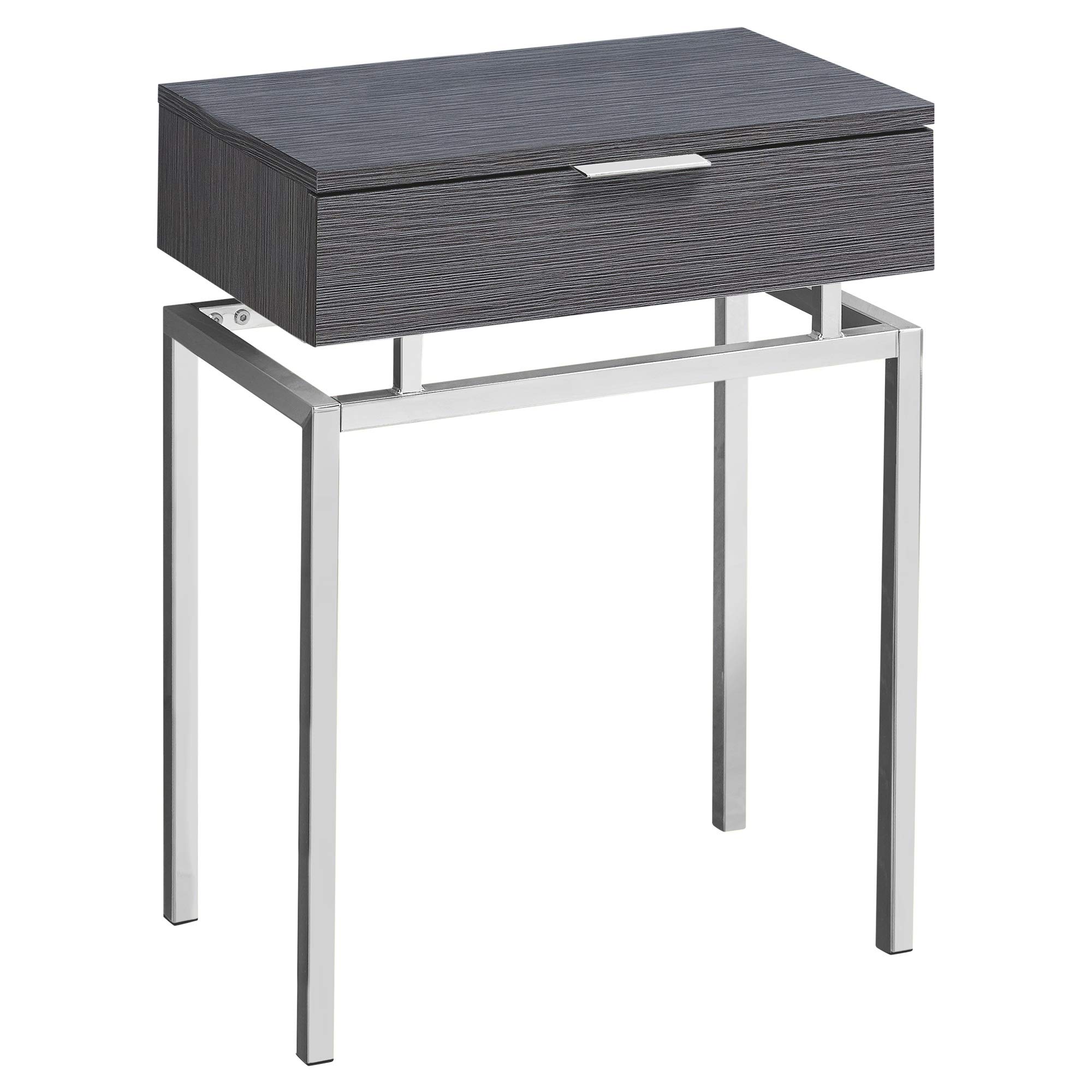 Ergode Modern Accent Table - 24 Inch Height, Grey Finish with Chrome Metal Base | Perfect for Living Room, Bedroom, or Office Decor