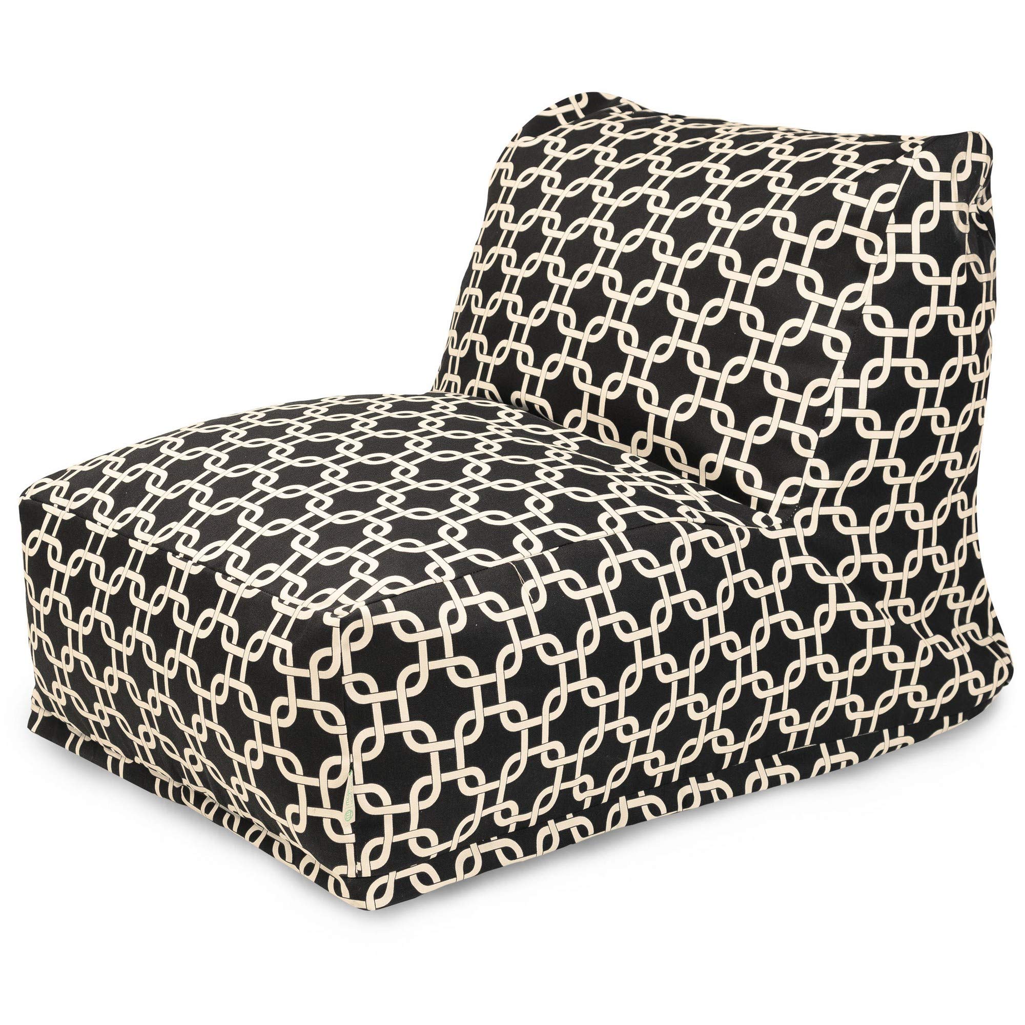 Majestic Home Goods Black Links Machine Washable Bean Bag Chair Lounger - Ultra Soft Washable Bean Bag for Living Room, Bedroom & Game Room - Perfect for Relaxing, Gaming & Movie Nights