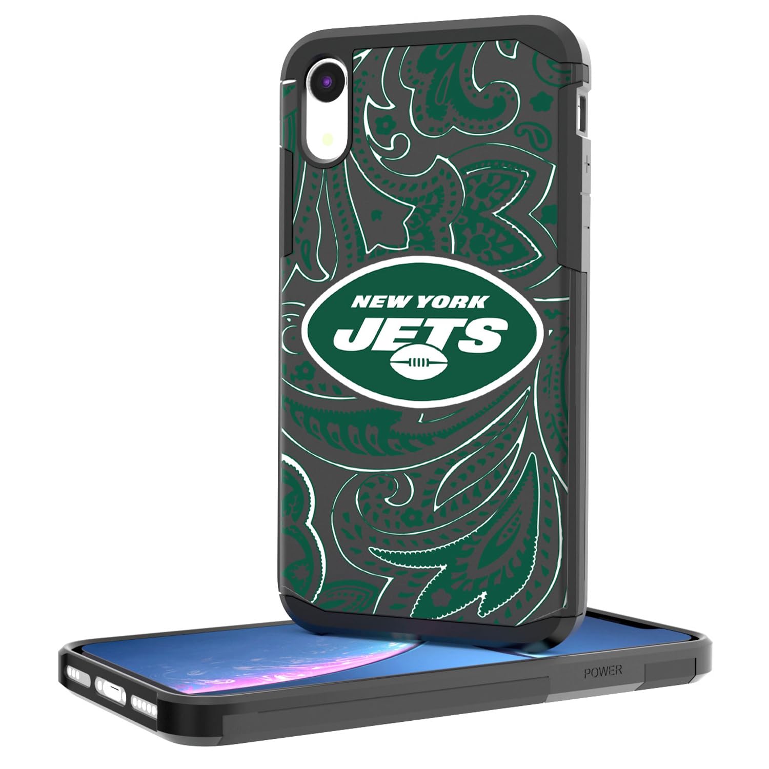 New York Jets iPhone Rugged Paisley Design Case - Durable Protective Cover for iPhone 13/14/15 Pro Max - Perfect for Football Fans, Game Days & Outdoor Activities