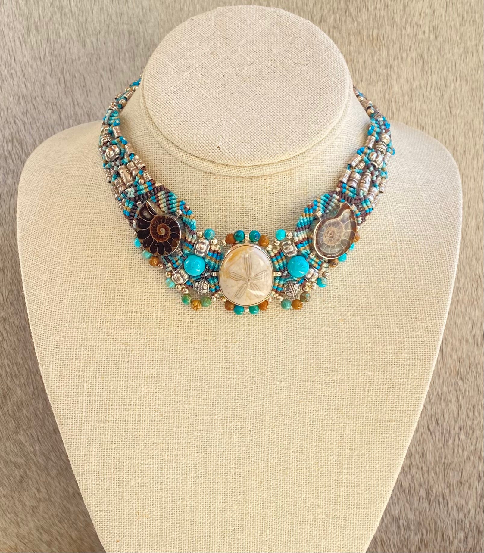 Handmade Macramé Necklace with Sea Urchin Pendant - Boho Chic Jewelry for Women - Perfect for Beach Parties, Festivals, and Casual Wear