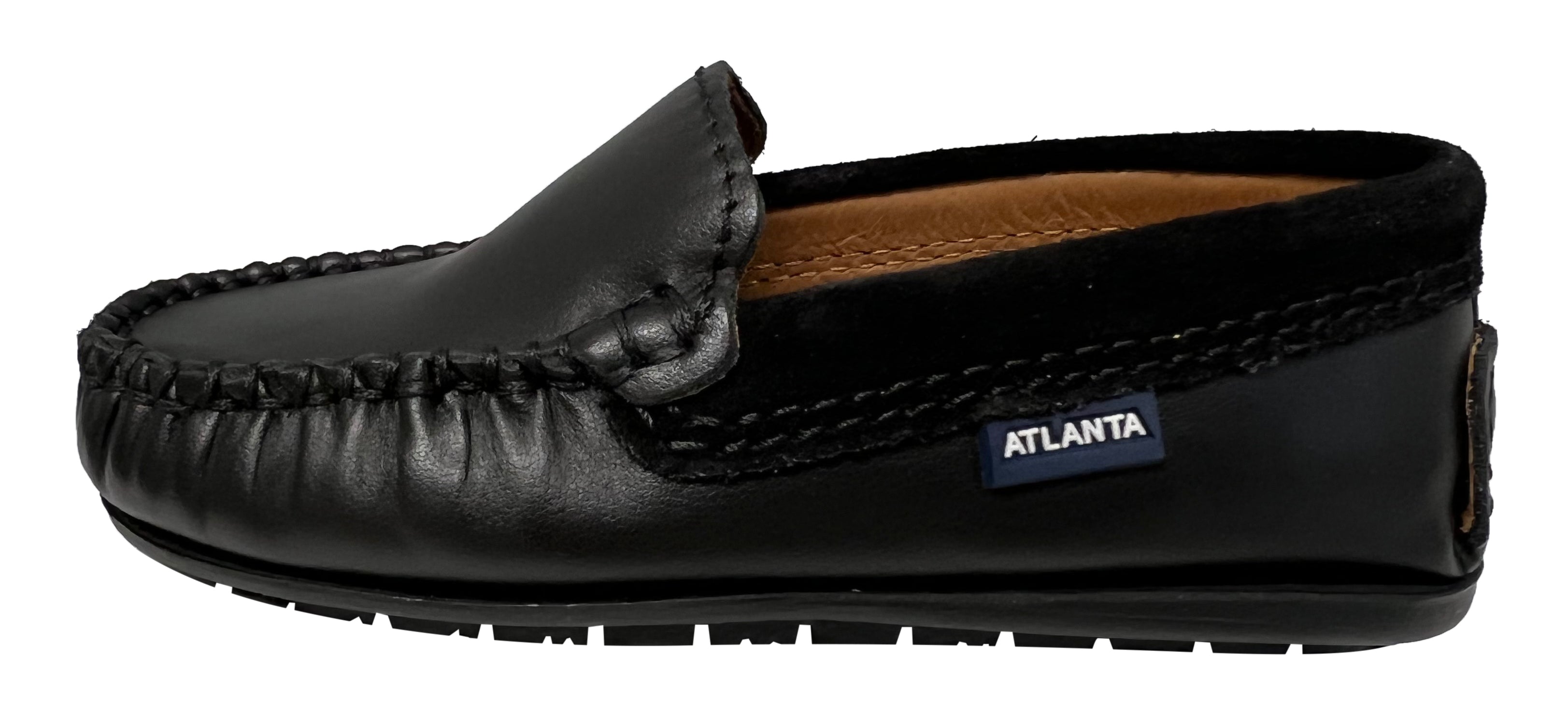 Atlanta Moccasin Boys & Girls Plain Vamp Leather Suede Loafers - Black | Comfortable Kids Casual Shoes for School & Everyday Wear