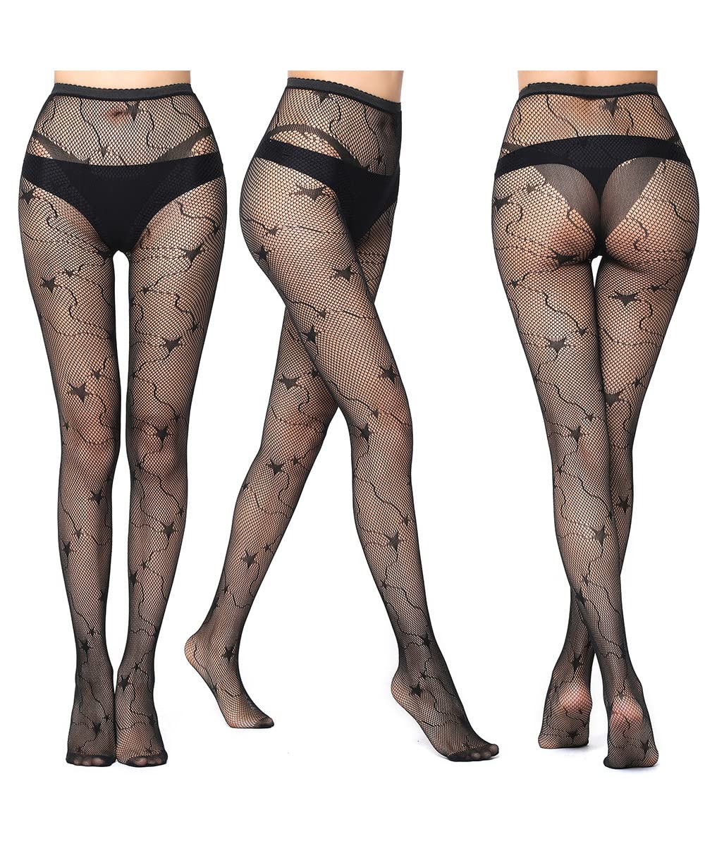Bycc Bynn Women's Black Lace Fishnet Thigh High Stockings - Elegant Pantyhose for Parties, Cosplay & Night Out