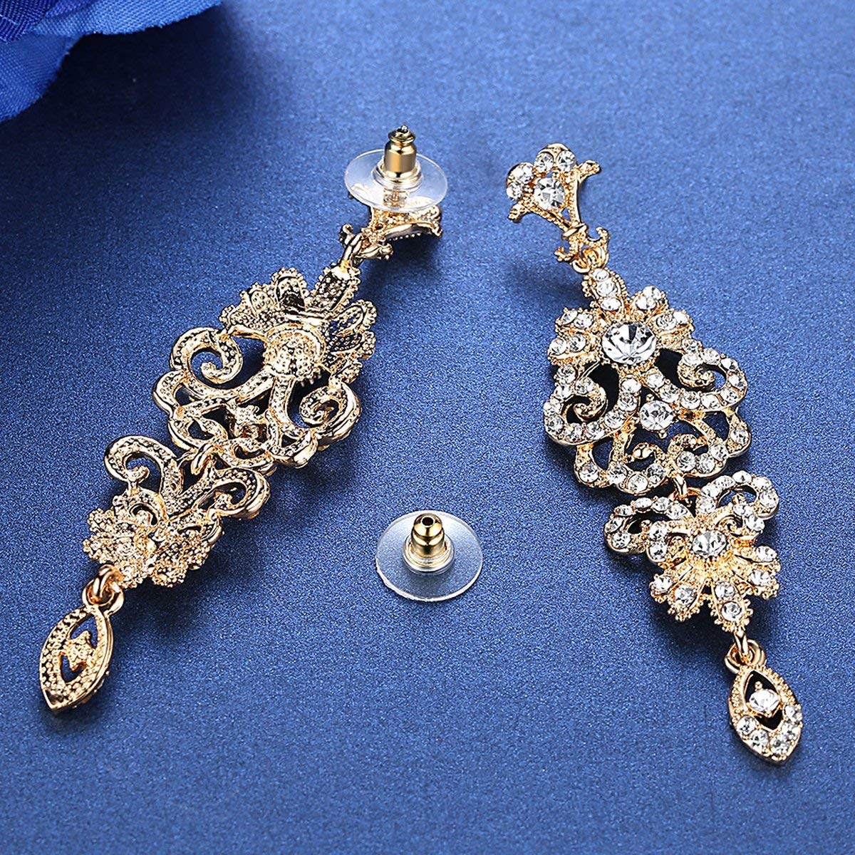 Mecresh Gold and Silver Rhinestone Chandelier Wedding Earrings for Brides – Elegant Dangle Earrings for Bridal Shower, Prom, Evening Party, and Special Occasions