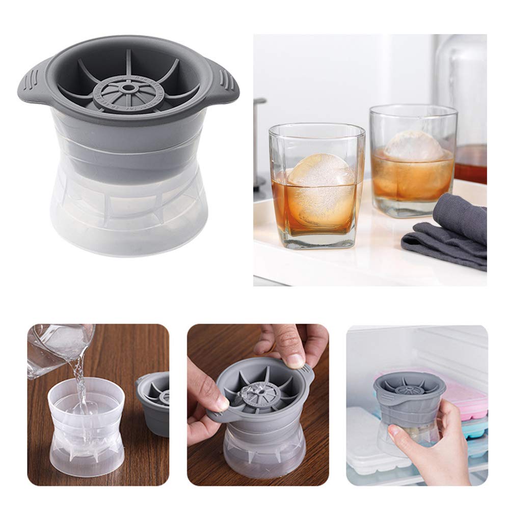 AKOAK 1 Pack Plastic Ice Hockey Puck Mold - Whiskey Ice Ball Maker & DIY Ice Cream Mold - Perfect for Cocktails, Whiskey Stones & Summer Desserts (Gray) - Kitchen & Bar Supplies for Home Entertaining