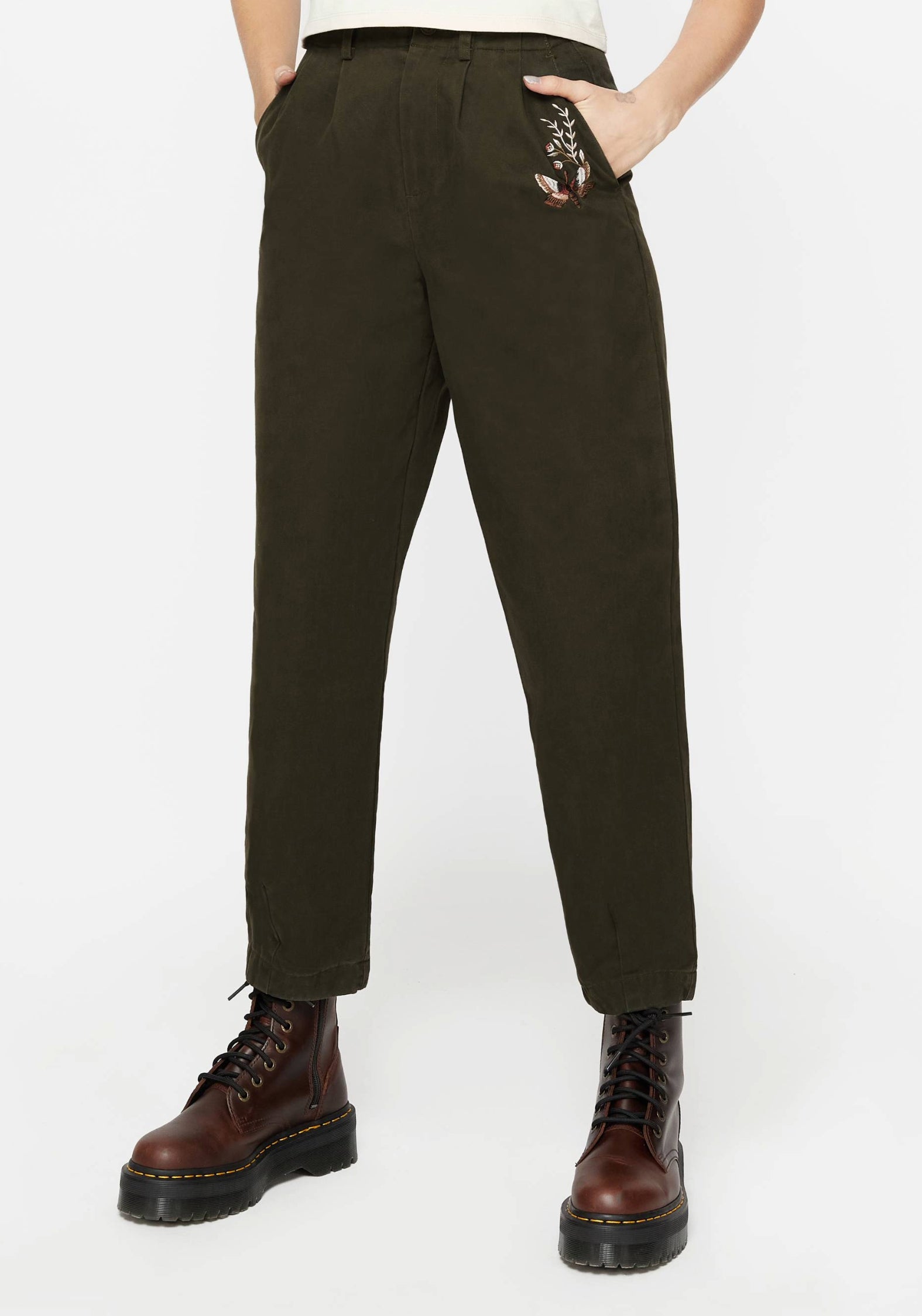 Embroidered Balloon Leg Tailored Trousers for Women - Elegant High Waist Wide Leg Pants - Perfect for Office, Party & Special Occasions