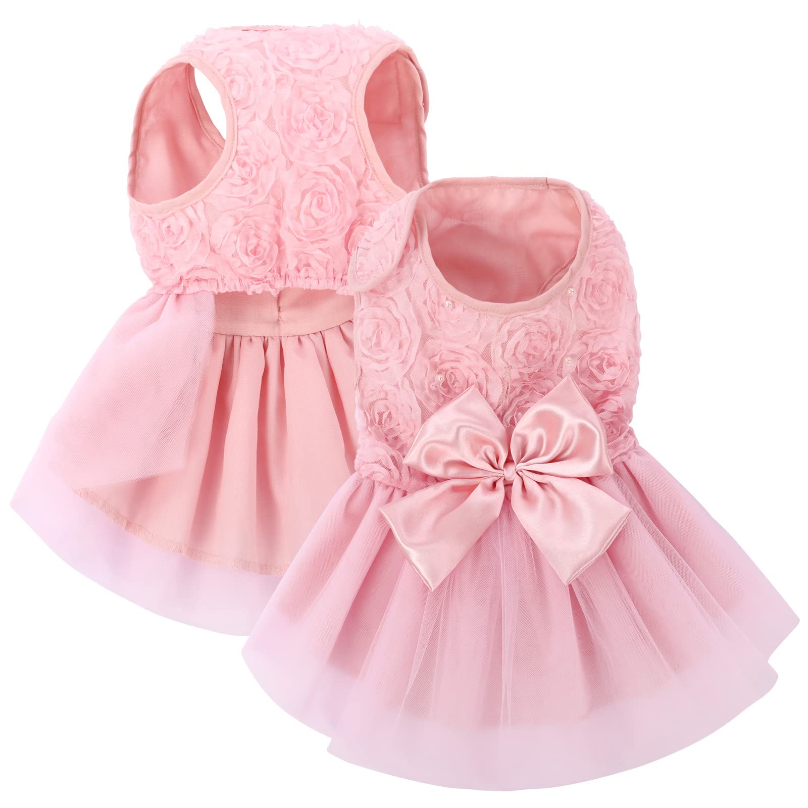 ASENKU Dog Dress - Pet Wedding Dress with Lace for Puppy Birthday Party, Formal Princess Outfit for Small & Medium Dogs & Cats (XX-Small, Pink) | Perfect for Weddings, Birthday Celebrations & Special Occasions