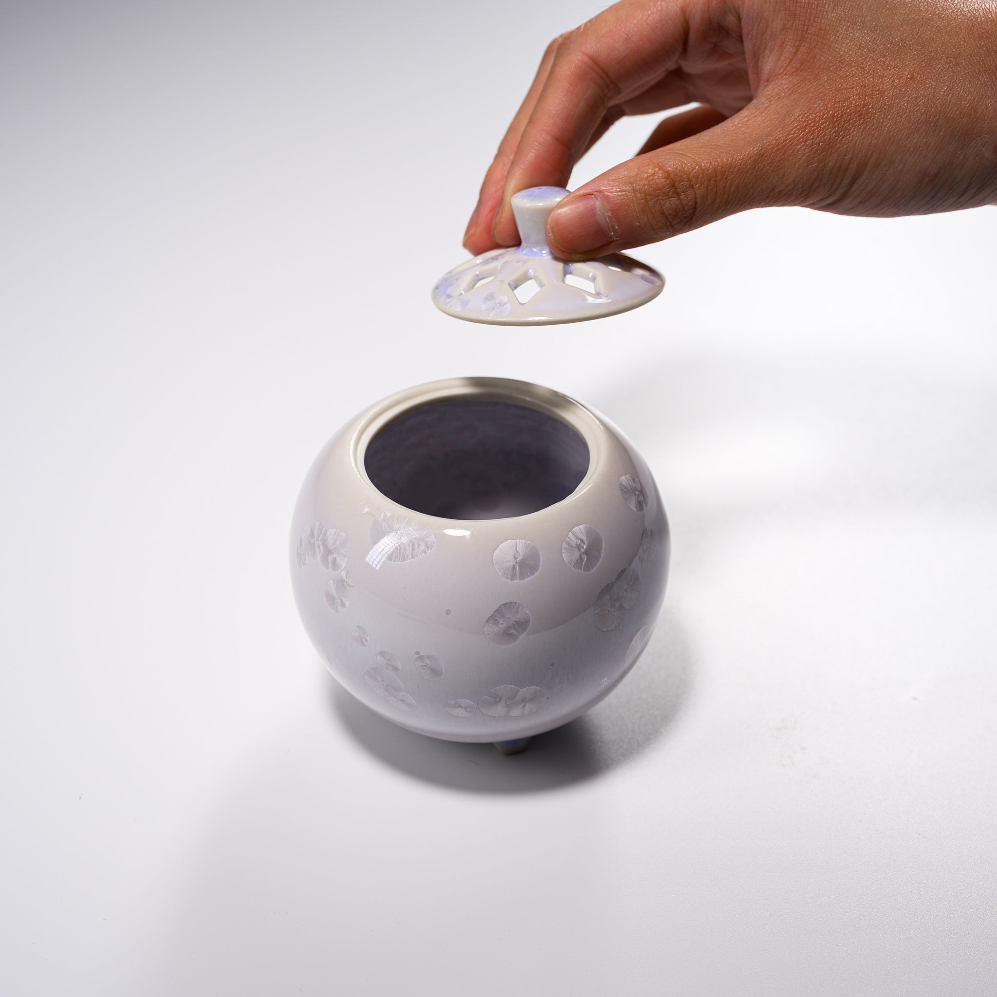 Premium Kyo Kiyomizu Ware Ceramic Incense Burner - Handcrafted Japanese Kyoto Flower Glaze Purple Aroma Diffuser for Home Meditation, Yoga & Zen Decor
