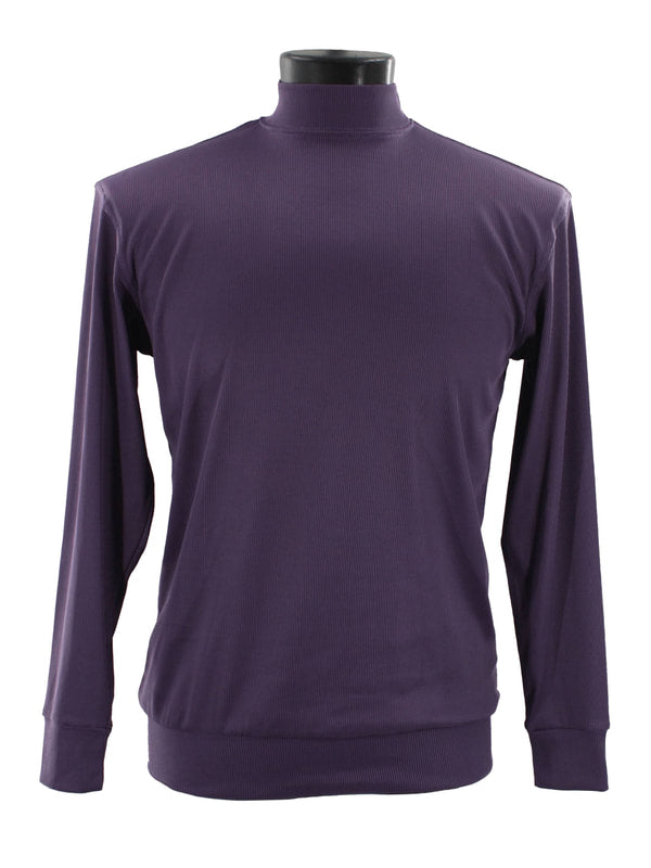 Bassiri Women's Long Sleeve High Neck Purple T-Shirt 632 - Comfortable Casual Top for Everyday Wear, Work, and Outings