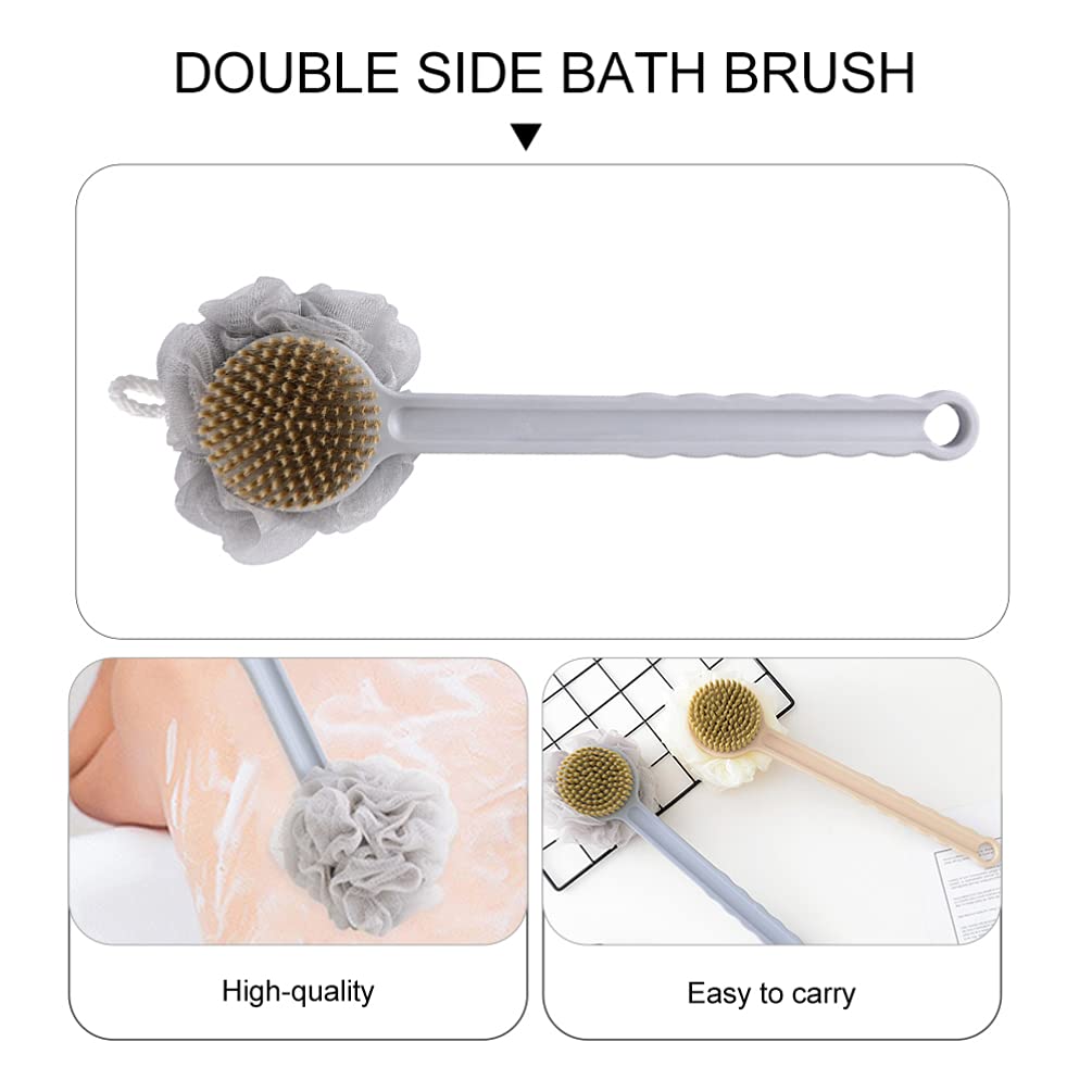 Double Sided Bath Brush with Long Handle - Exfoliating Back Scrubber for Shower, Body Wash & Massage - PBT Loofah Sponge for Men & Women - Perfect for Deep Cleaning & Relaxing in Bath or Shower