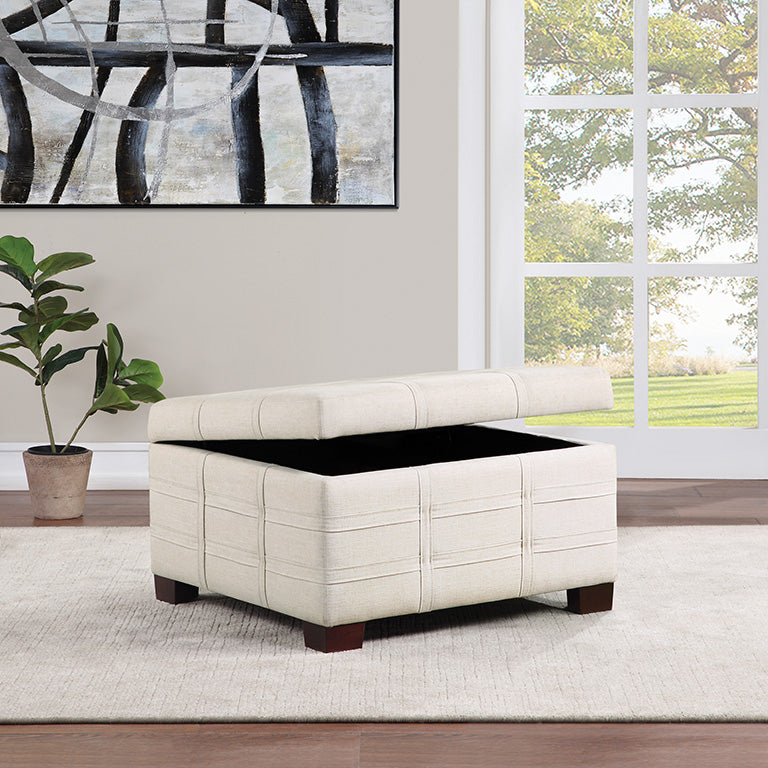 Office Star Ave Six Detour Strap Ottoman - Faux Leather Footrest Stool with Adjustable Straps [DTR3030S] - Perfect for Living Room, Bedroom & Office Comfort
