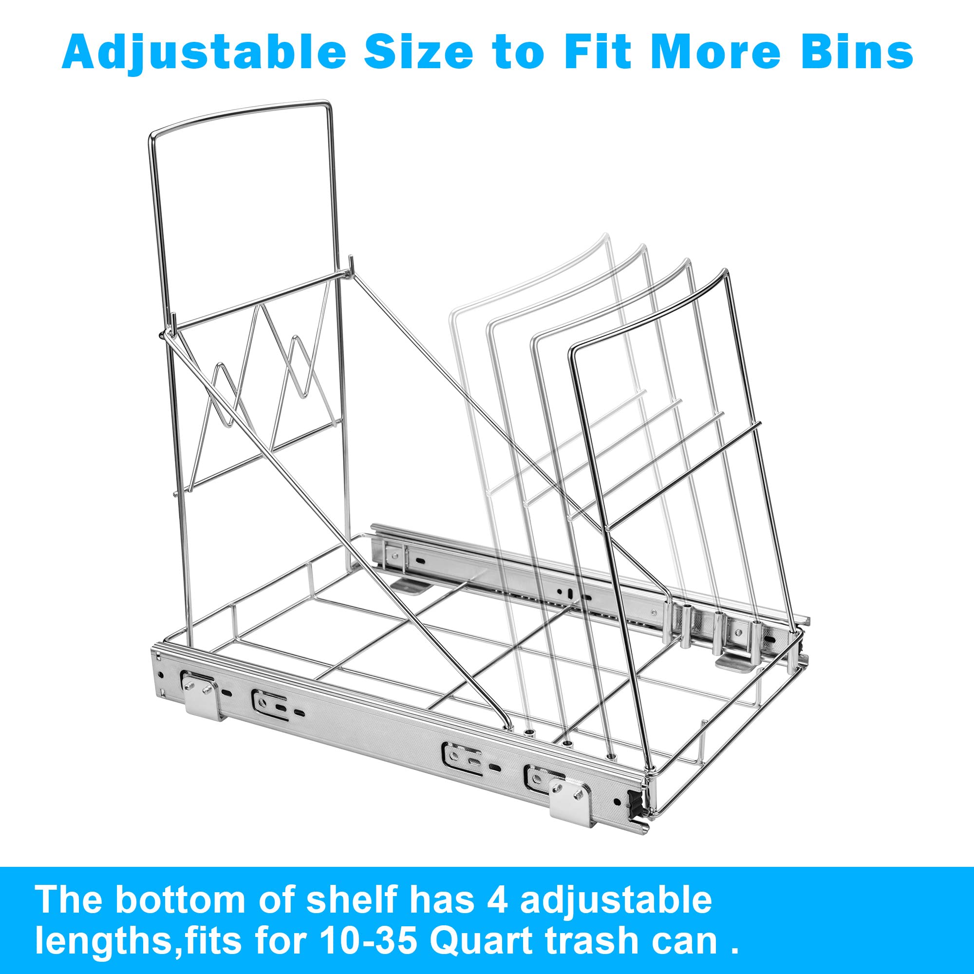 Under Cabinet Pull Out Trash Can - Adjustable Sliding Waste Bin Frame for Kitchen (Trash Can Not Included) - Perfect for Small Spaces & Organized Home Kitchens