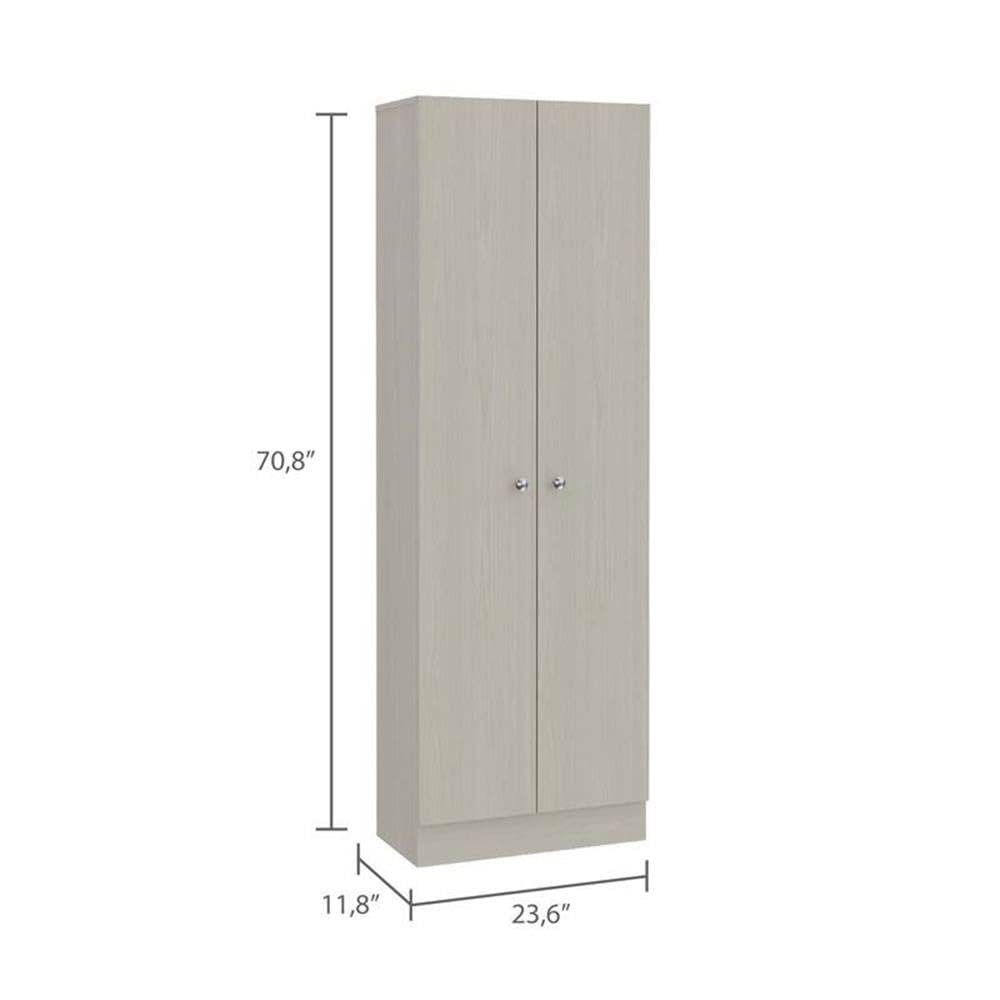 Home Square 2-Piece Wooden Storage Cabinet Set with Double Doors in Off-White | Pantry Organizer for Kitchen, Bathroom & Entryway Storage