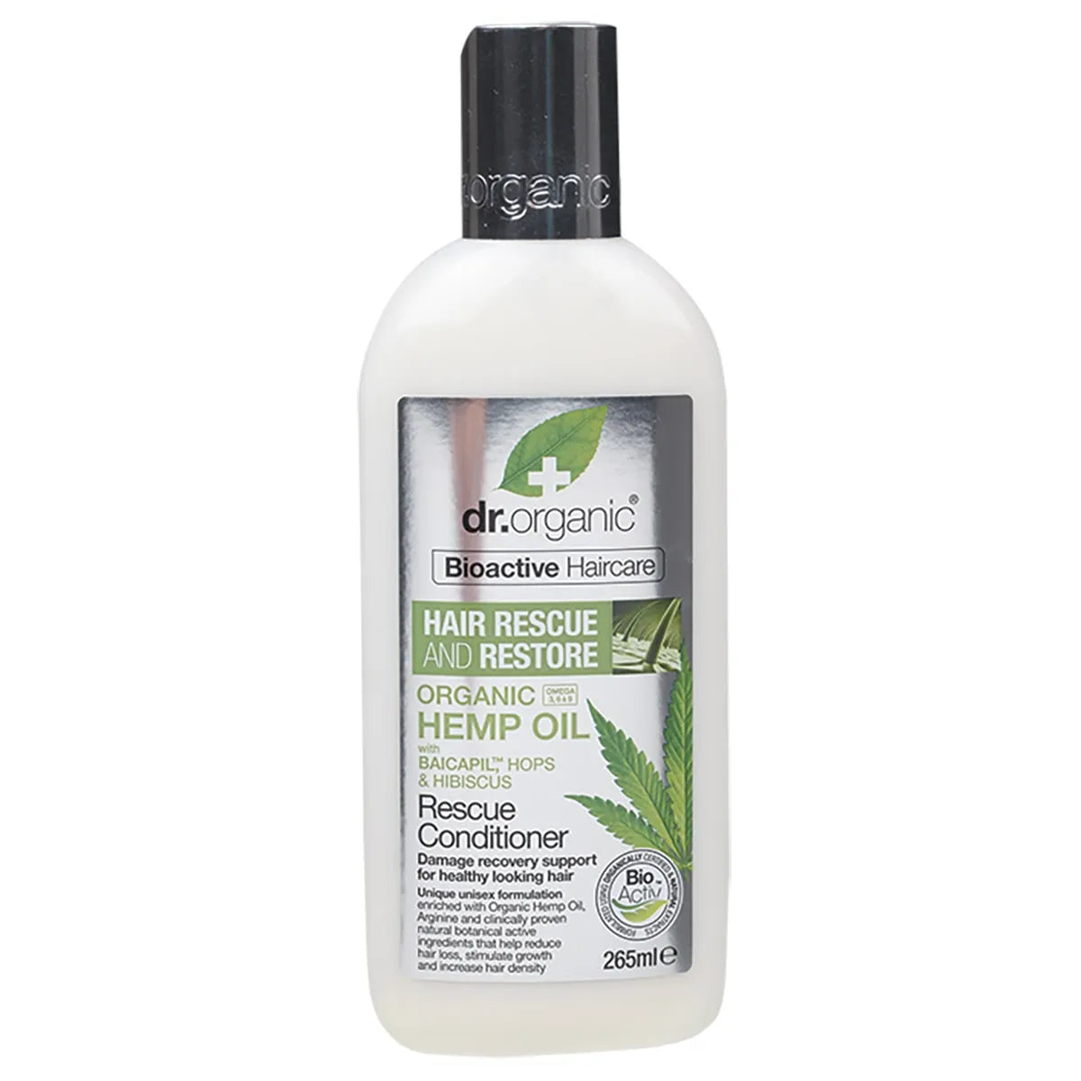 Dr Organic Rescue & Restore Conditioner with Organic Hemp Oil - Hydrating & Repairing Hair Treatment for Dry, Damaged Hair - Perfect for Daily Use & Post-Color Care