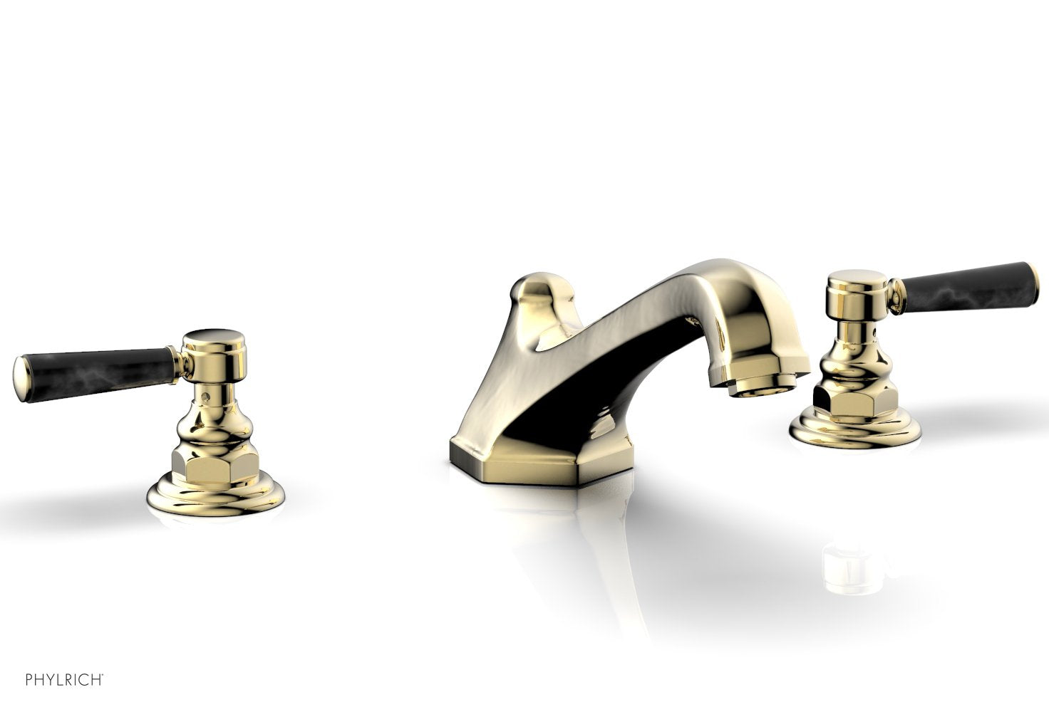 HEX TRADITIONAL Deck Tub Set with Black Marble Lever Handles - 500 42 - Perfect for Outdoor Bathing and Garden Relaxation
