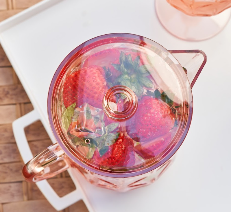Elegant 53 Oz Classic Pitcher in Blush Pink - Perfect for Iced Tea, Lemonade & Summer Beverage Serving at Parties, BBQs & Outdoor Gatherings