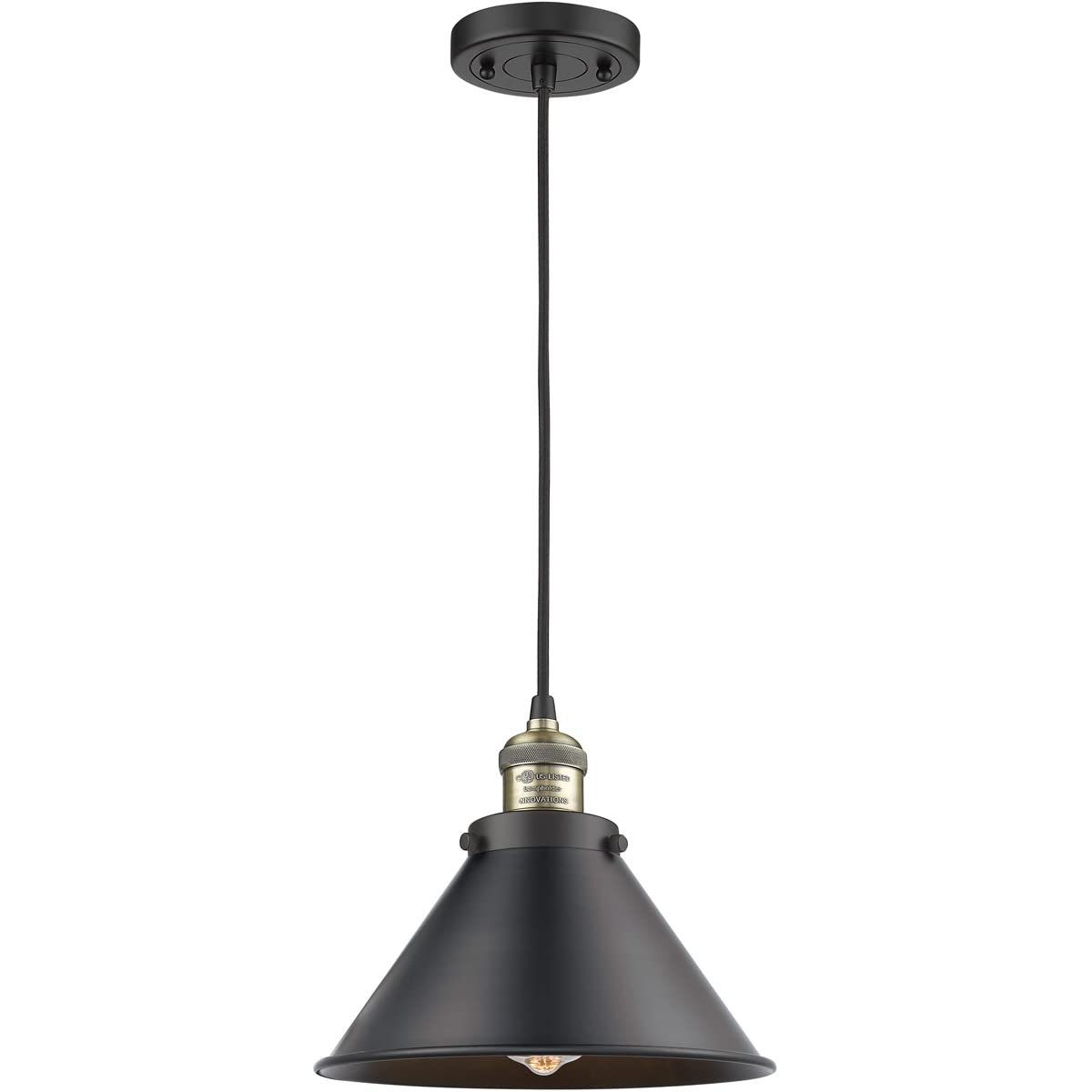 Innovations 201C-BAB-M10-BK-LED Mini Pendant Light Fixture - Black Antique Brass Finish with LED Bulb - Perfect for Kitchen Island, Dining Room, or Bar Lighting