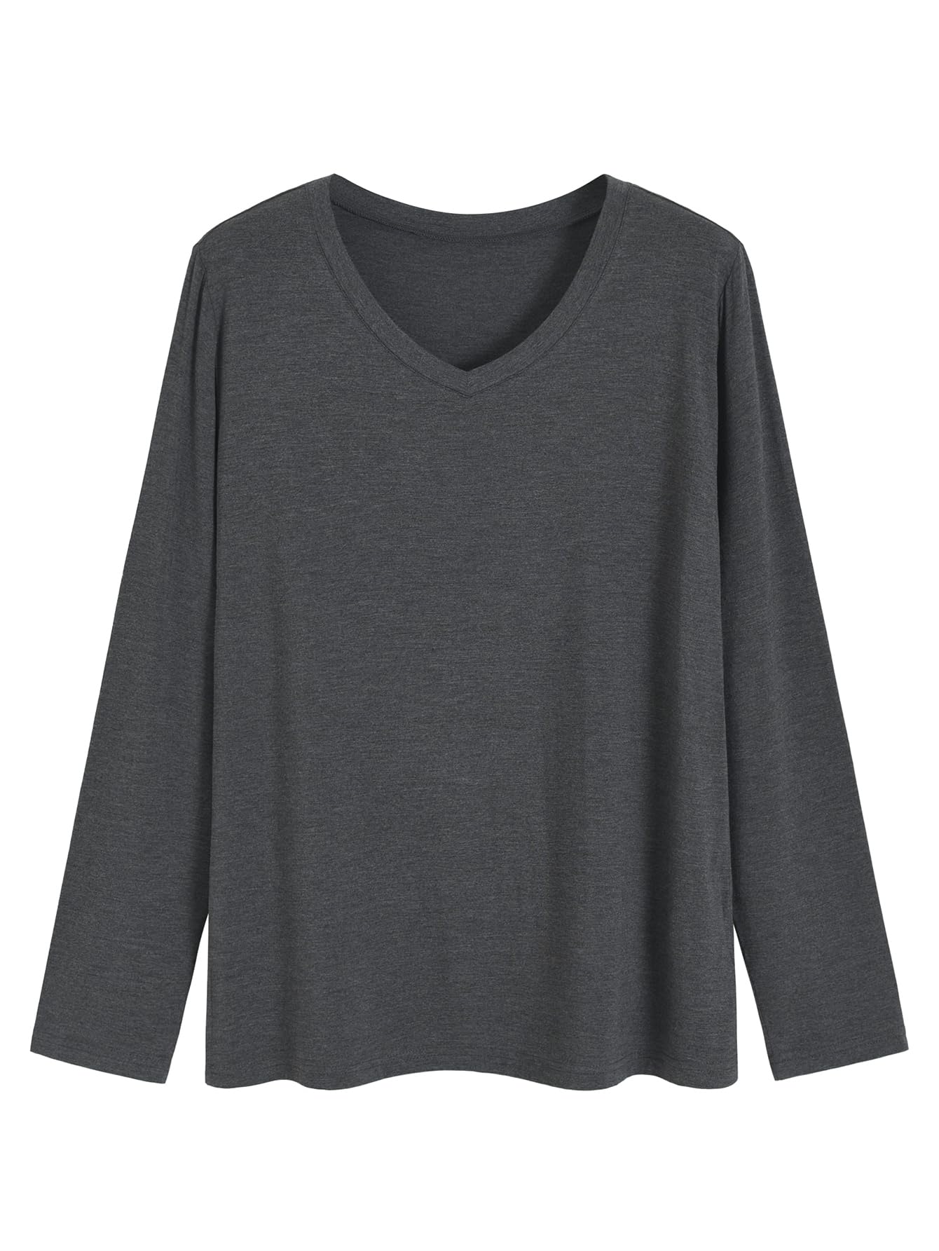 Women's Viscose Long Sleeve Sleep T-Shirt - Soft V-Neck Pajama Top for Women - Sizes S to 3X - Comfortable Nightwear for Lounge, Travel & Relaxation