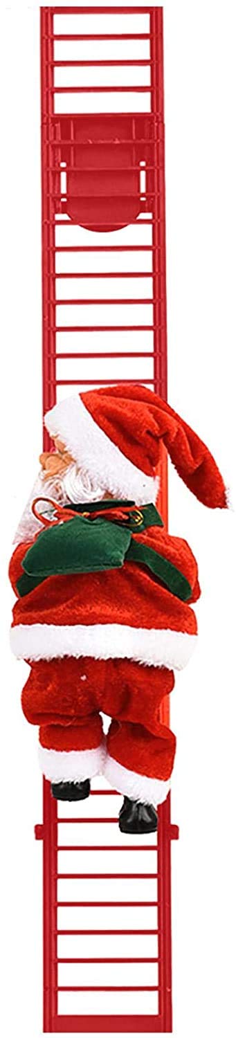 Electric Climbing Santa Claus with Music & LED Lights - Plush Christmas Decoration for Tree, Wall & Door - Festive Holiday Home & Party Decor - Perfect for Indoor Holiday Displays & Gift Exchanges