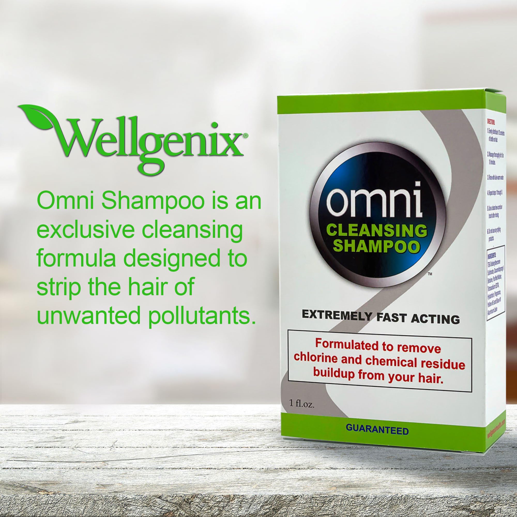 Omni Detoxifying Hair Cleansing Shampoo - Fast Acting Anti-Residue Clarifying Shampoo for Dry Hair & Scalp - Post Swim Chlorine Removal - 1 Oz Travel Size - Perfect for Gym, Pool & Daily Hair Detox