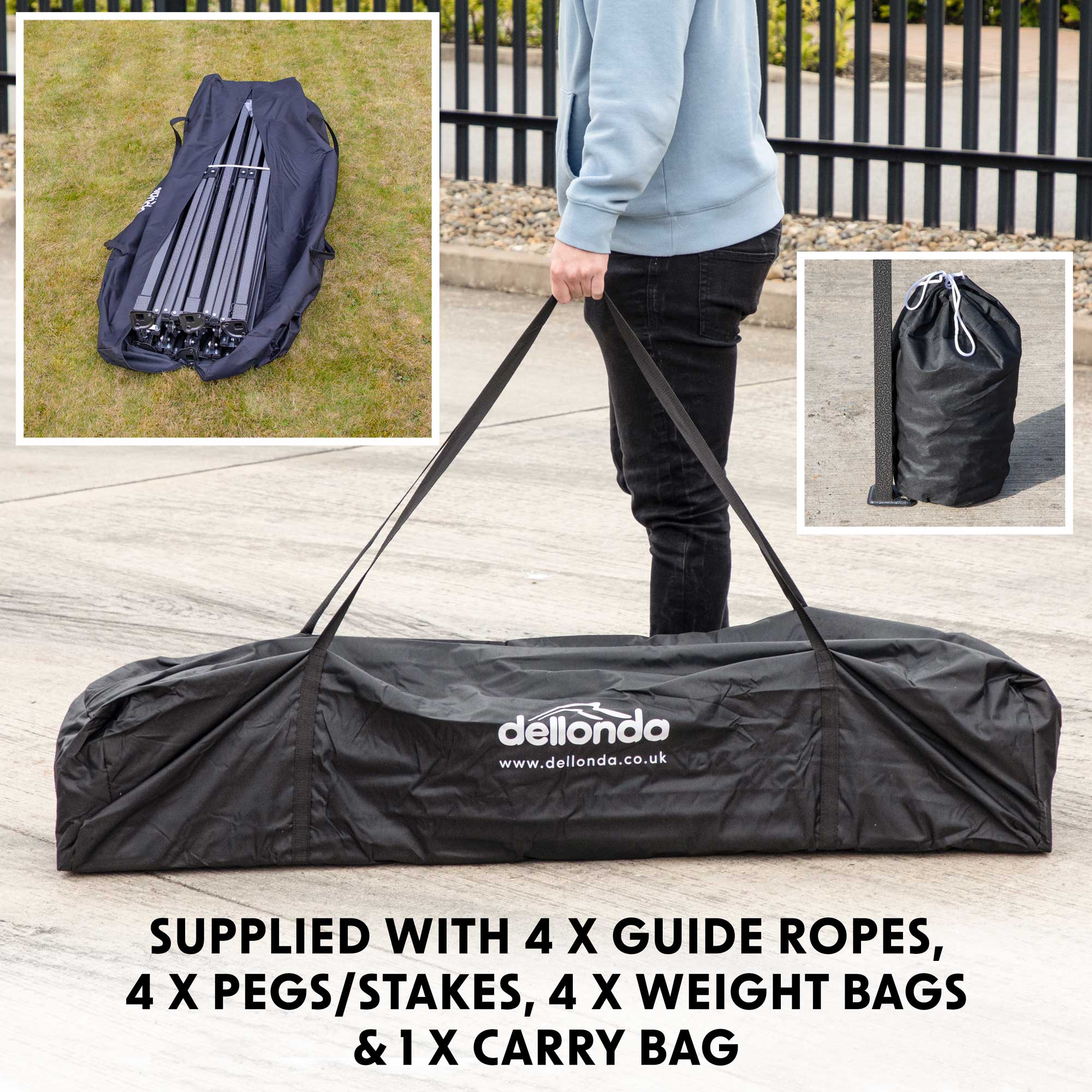 Premium 3x3m Pop Up Gazebo with Water Resistant Canopy - Includes Carry Bag, Stakes & Weight Bags (Grey, DG133) - Perfect for Backyard BBQs, Camping Trips & Outdoor Events