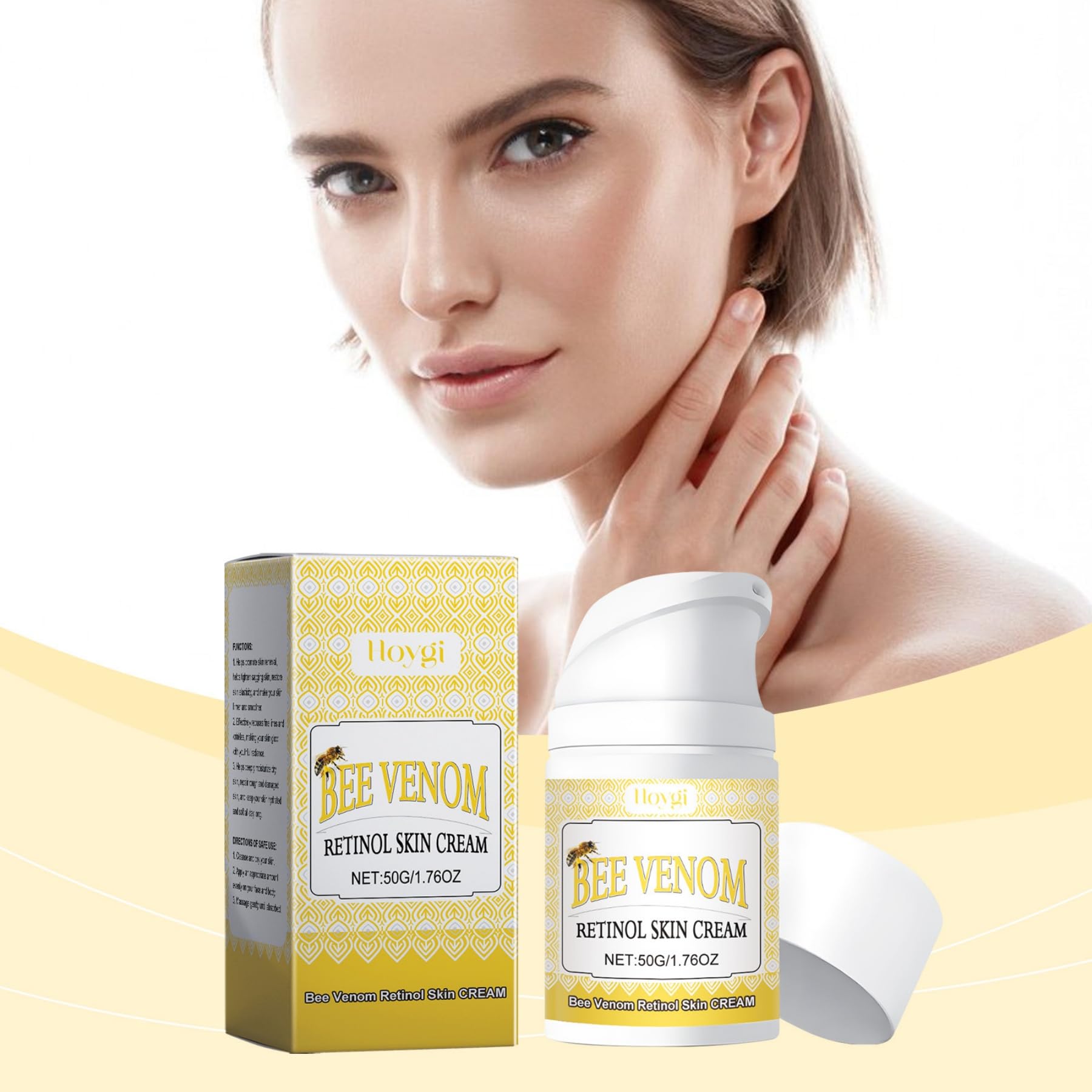 Bee Venom Retinol Treatment Cream 2025 - Natural Anti-Aging Face Moisturizer for All Skin Types | Wrinkle Reduction & Skin Brightening | Day & Night Use for Glowing Complexion