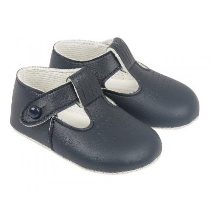 **Navy Blue T-Bar Soft Sole Baby Shoes - Comfortable & Breathable First Walkers for Infants & Toddlers - Perfect for Indoor Play, Outdoor Walks & Special Occasions**